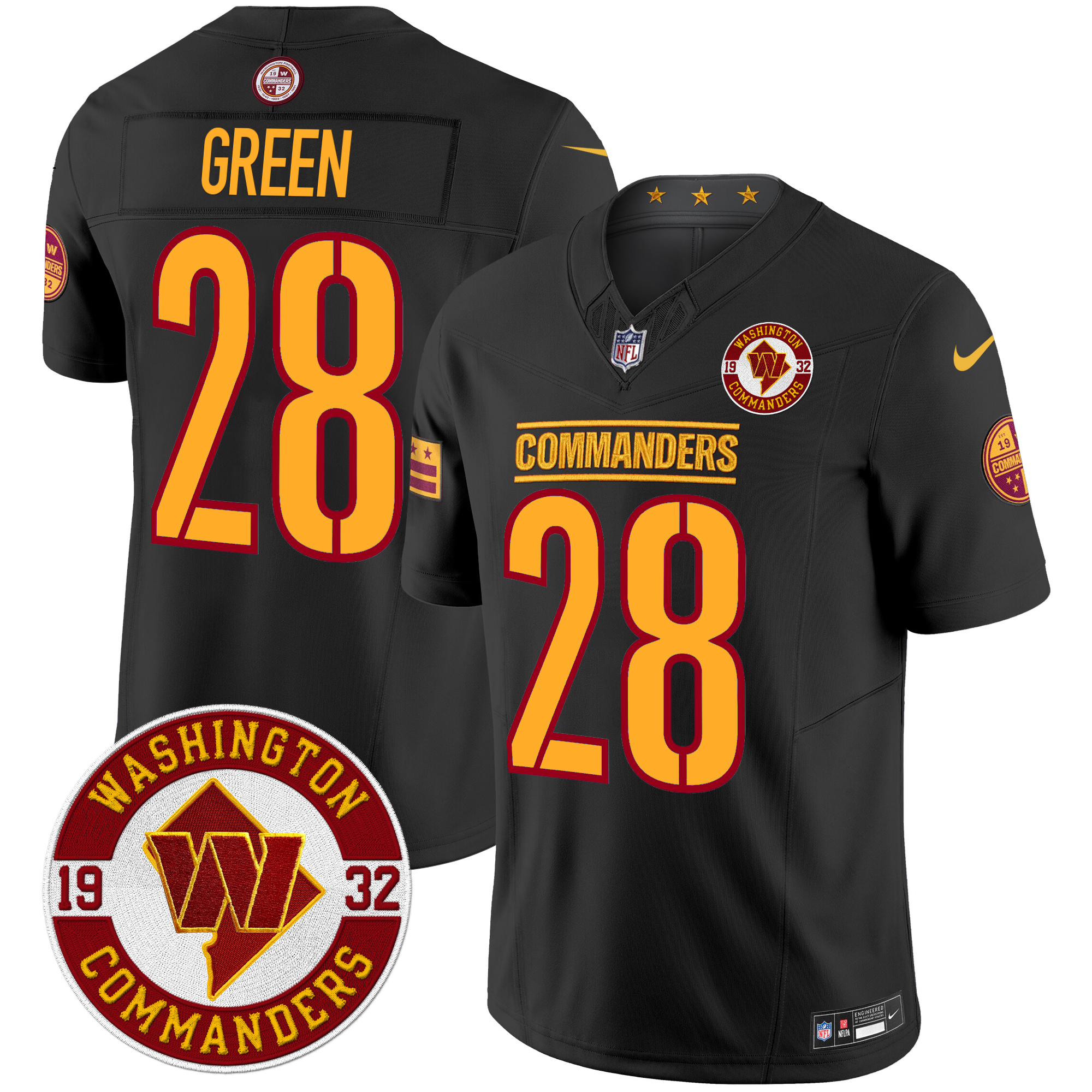 Darrell Green Men's Washington Commanders 2024 Vapor Limited Black Jersey - All Stitched