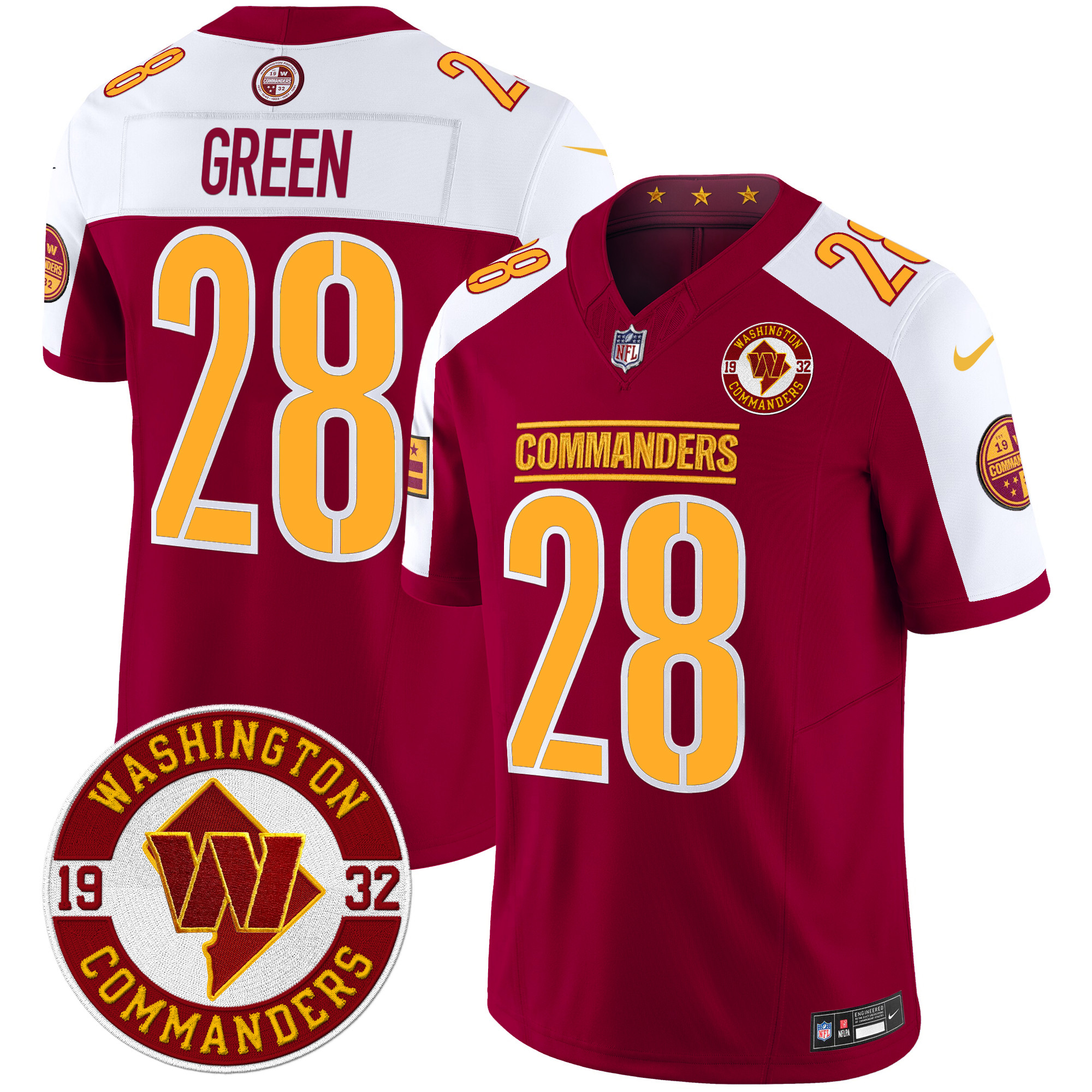 Darrell Green Men's Washington Commanders 2024 Vapor Limited Burgundy Alternate Jersey - All Stitched