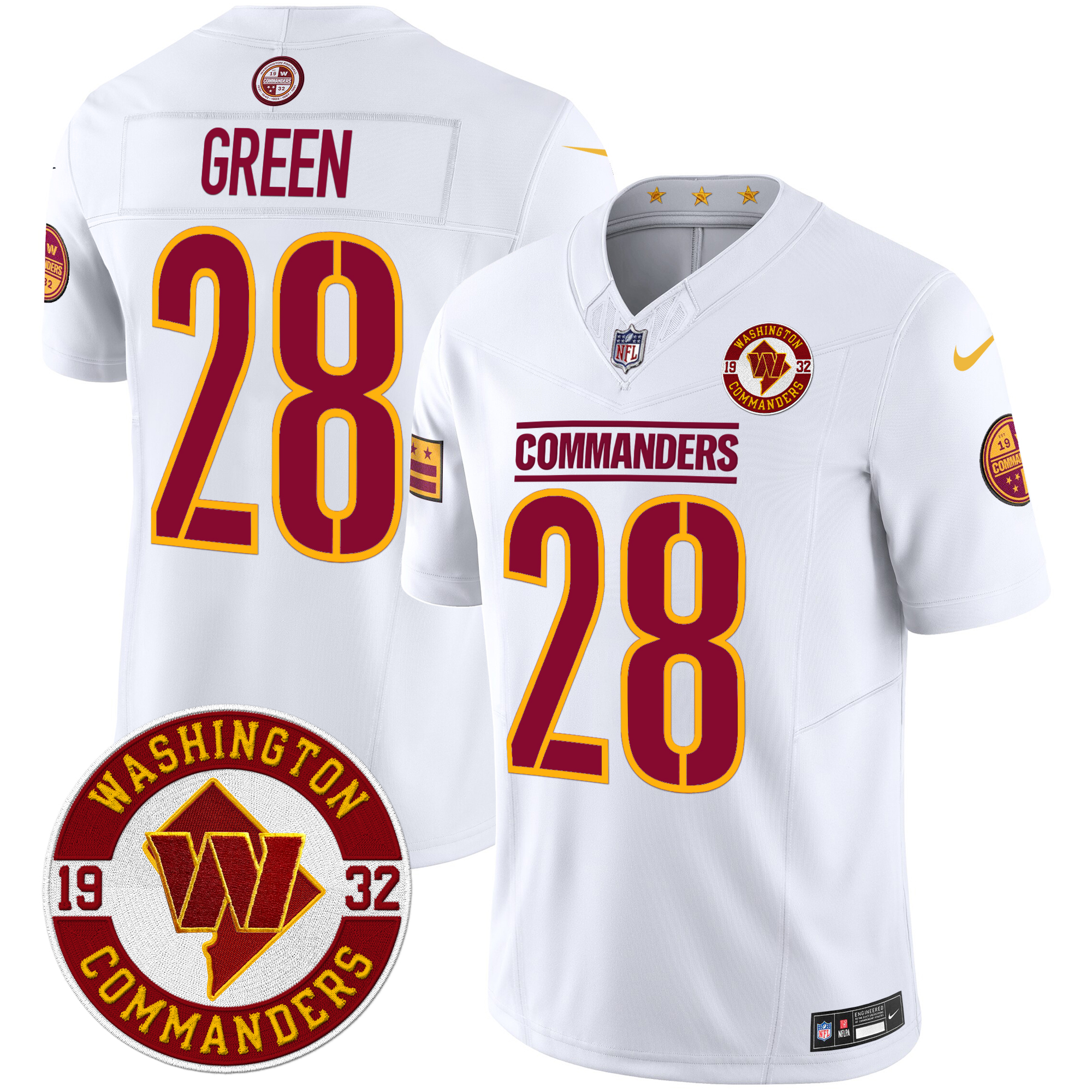 Darrell Green Men's Washington Commanders 2024 Vapor Limited White Jersey - All Stitched