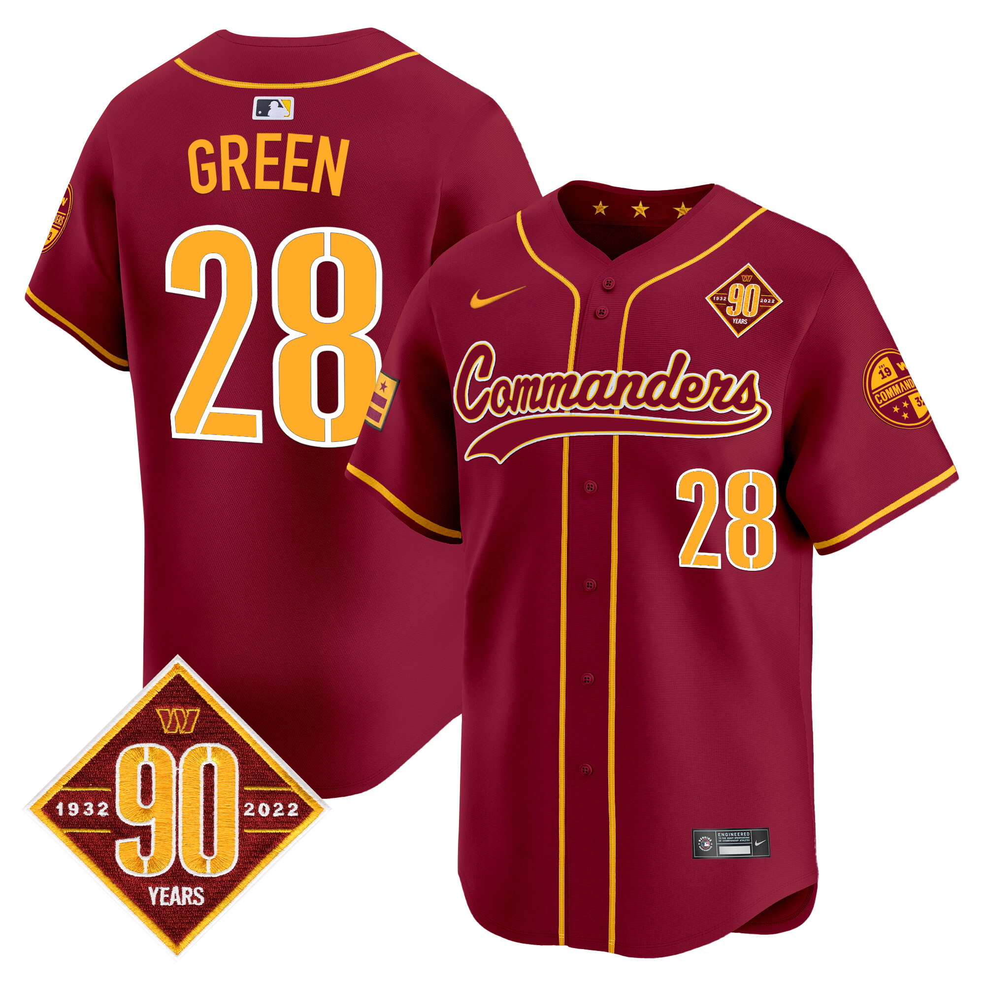 Darrell Green Men's Washington Commanders 90th Anniversary Patch Vapor Premier Limited Burgundy Jersey - All Stitched