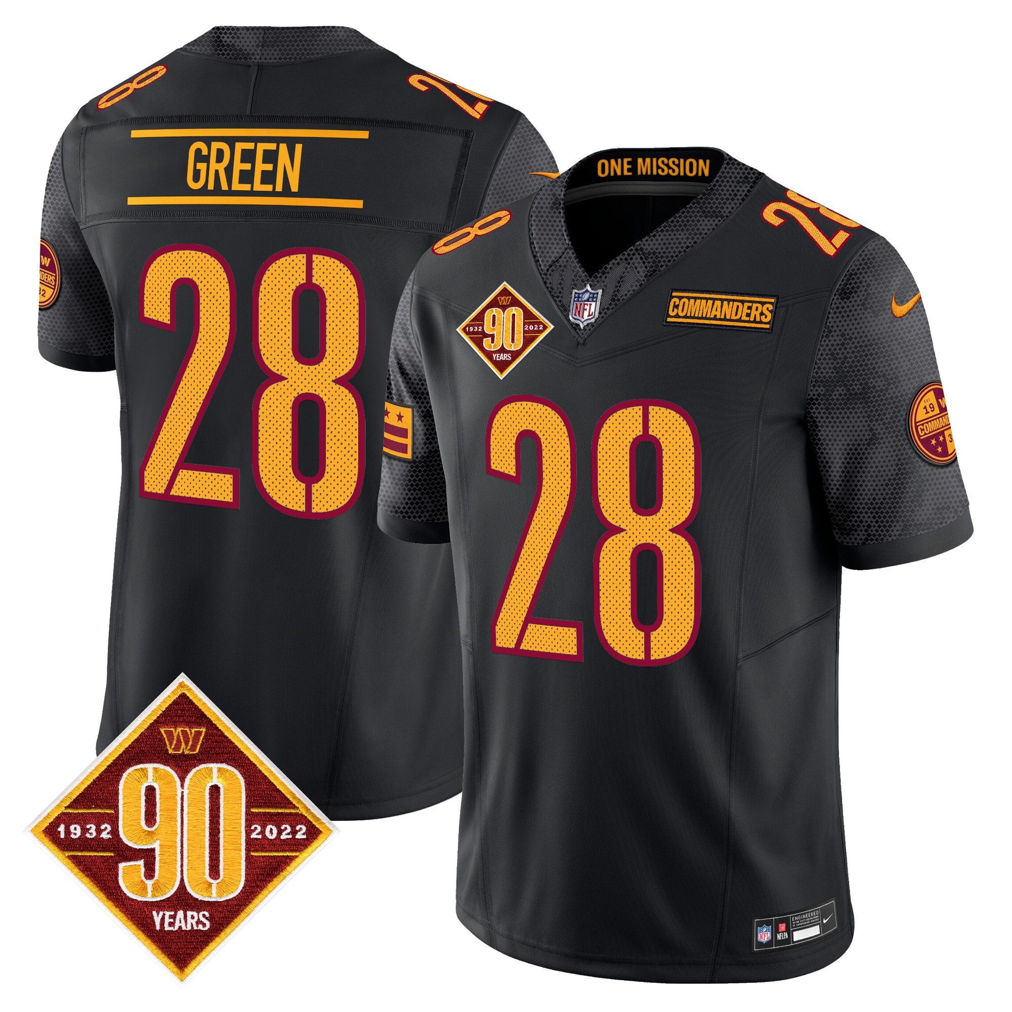 Darrell Green Men's Washington Commanders 90th Anniversary Vapor Limited Black Jersey - All Stitched