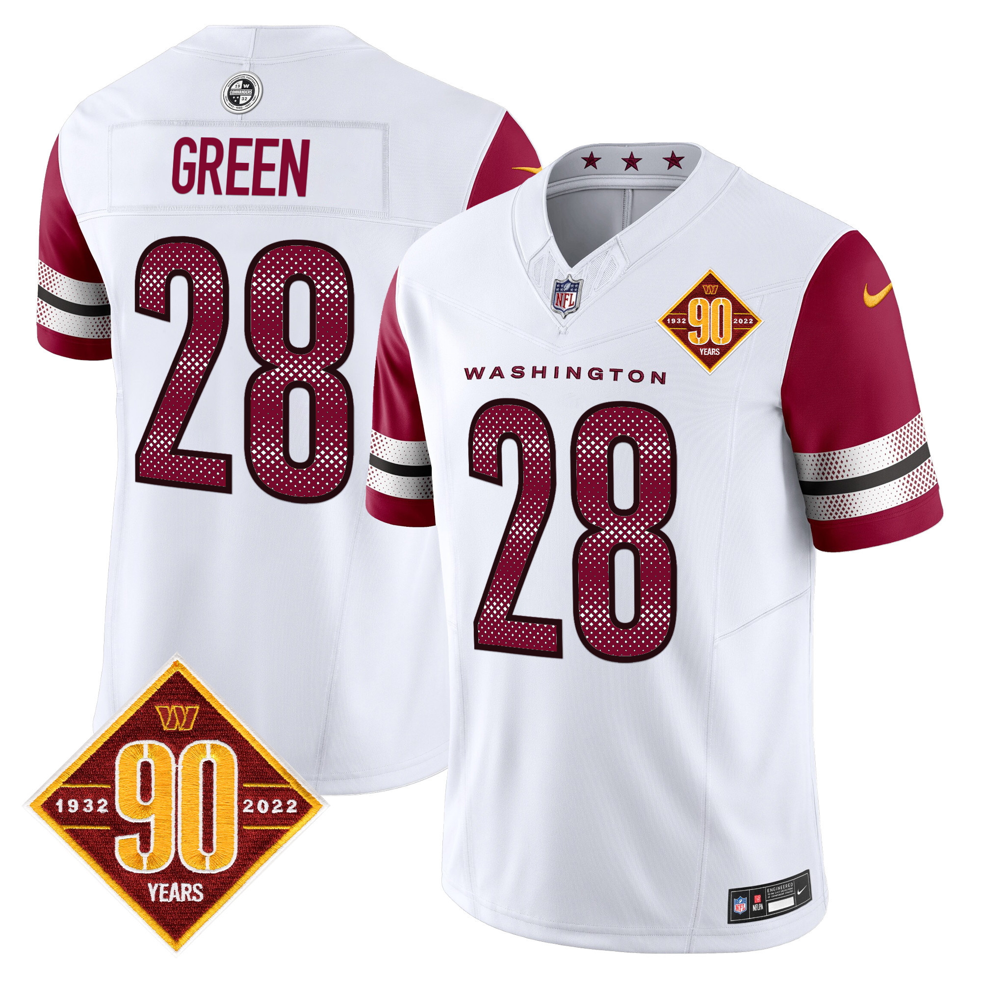 Darrell Green Men's Washington Commanders 90th Anniversary Vapor Limited White Jersey - All Stitched