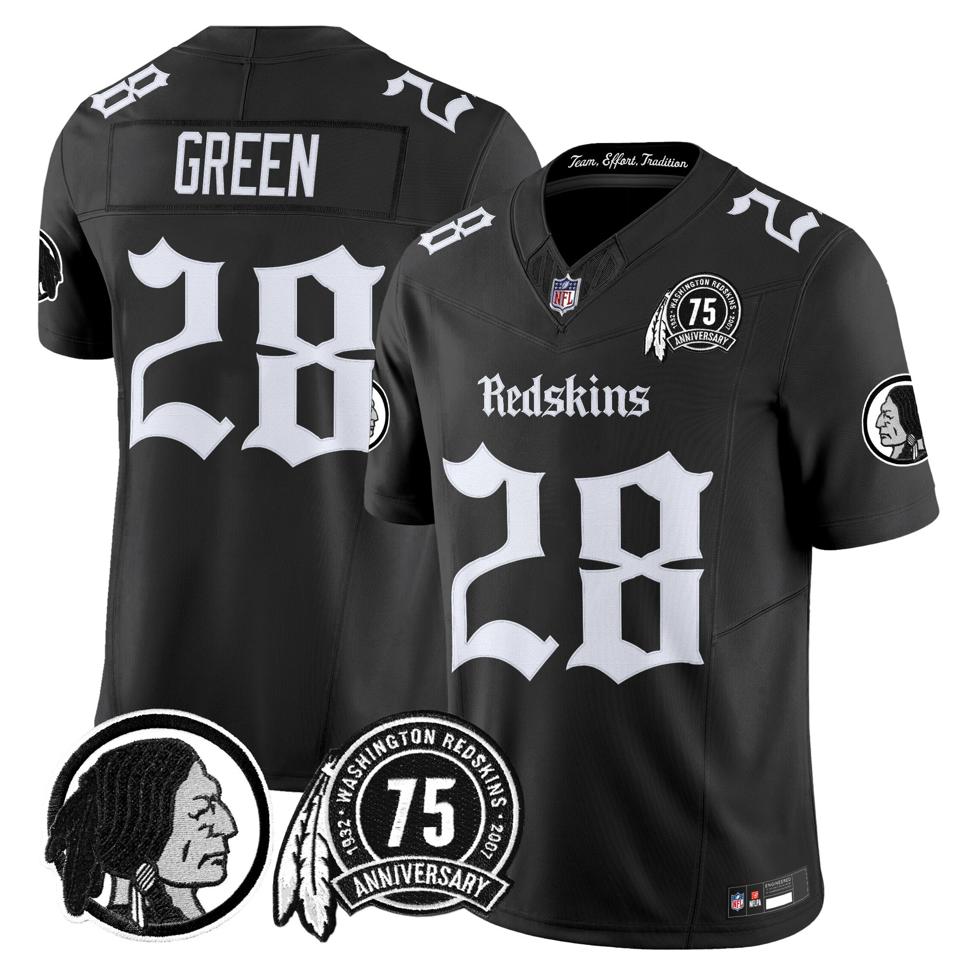 Darrell Green Men's Washington Commanders 'Gothic Capital Edition' Vapor Limited Black Jersey - All Stitched