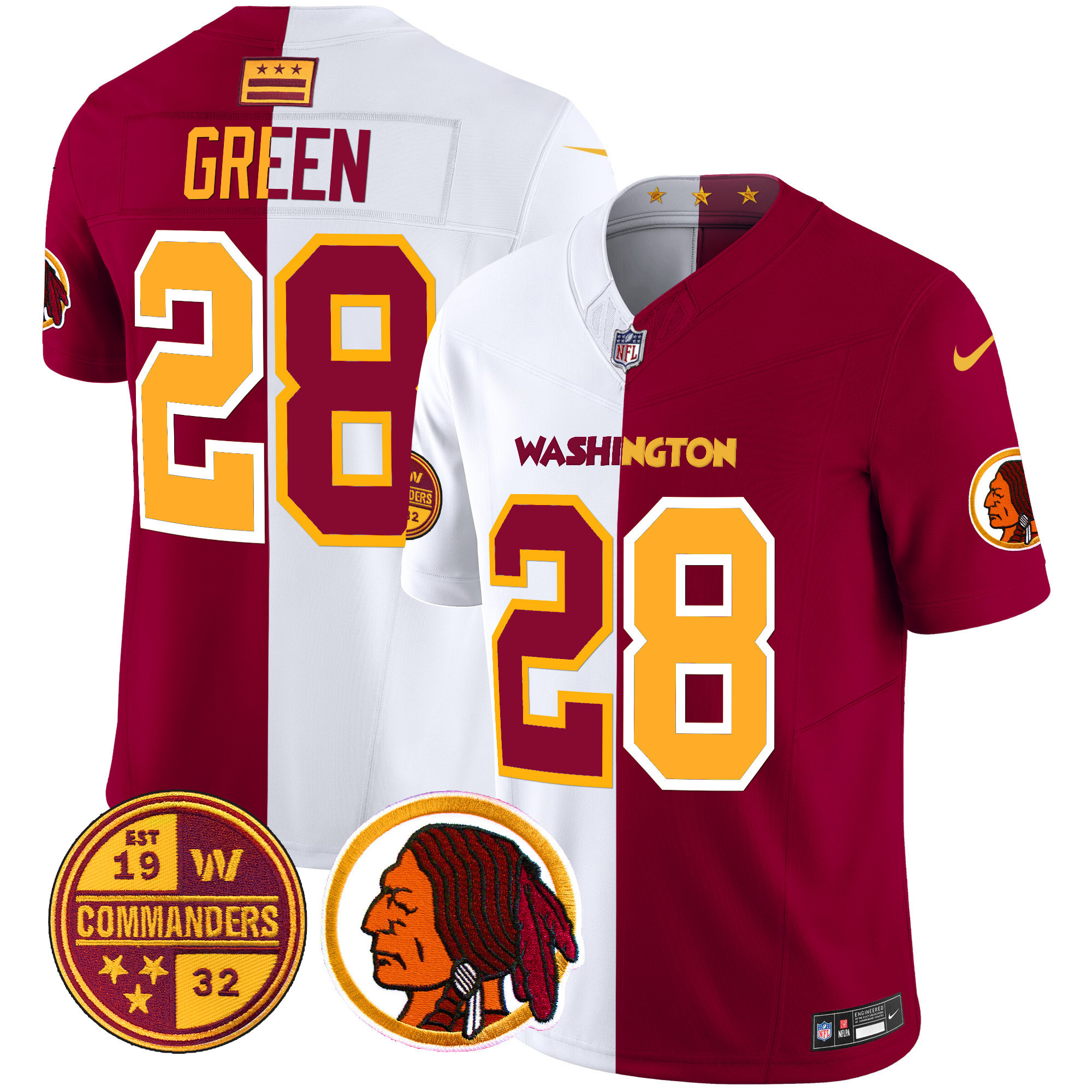 Darrell Green Men's Washington Half Washington Redskins & Washington Commanders Vapor Limited Half Jersey - All Stitched
