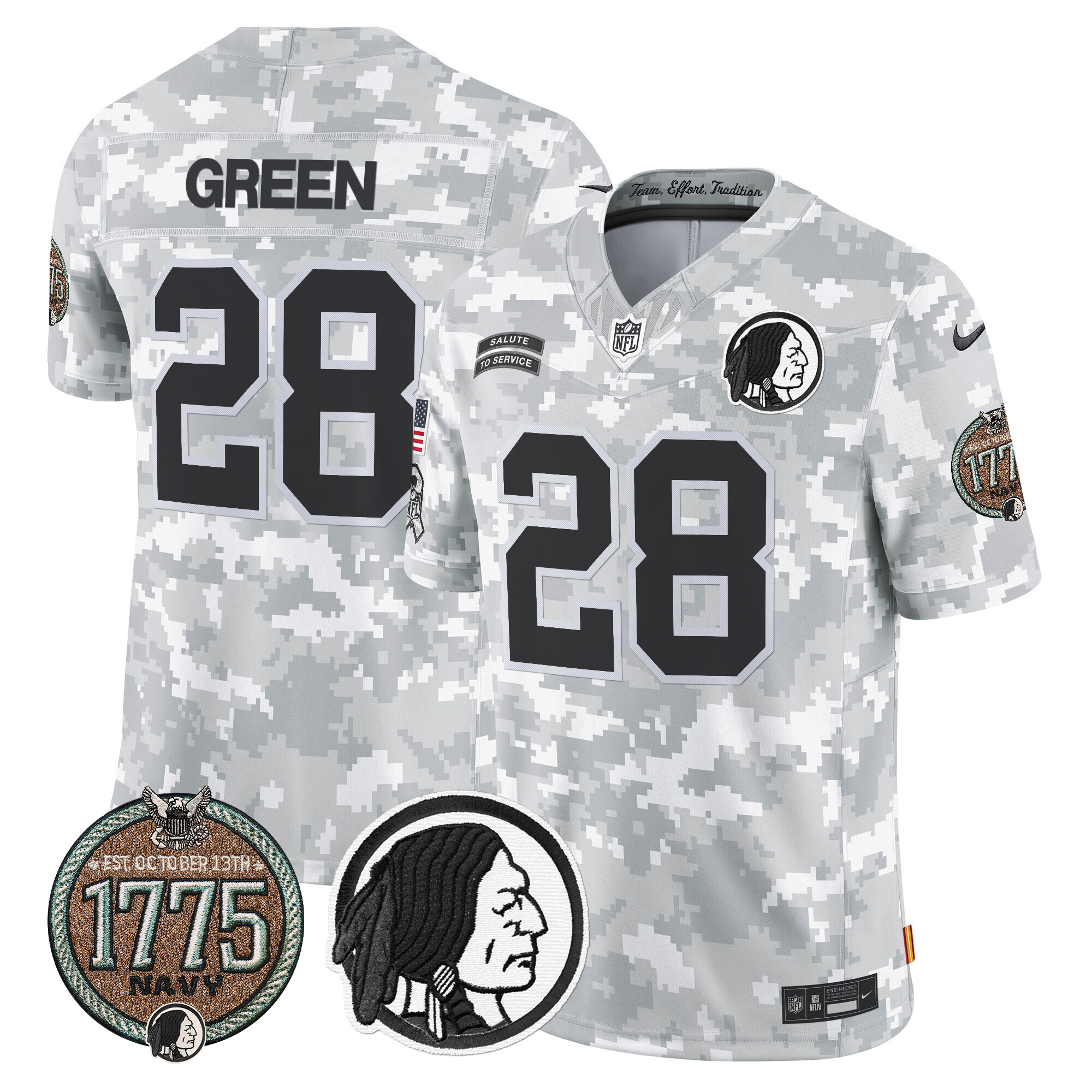 Darrell Green Men's Washington Redskins 2024 Salute to Service Establishment Year Patch Vapor Limited Navy Jersey - All Stitched