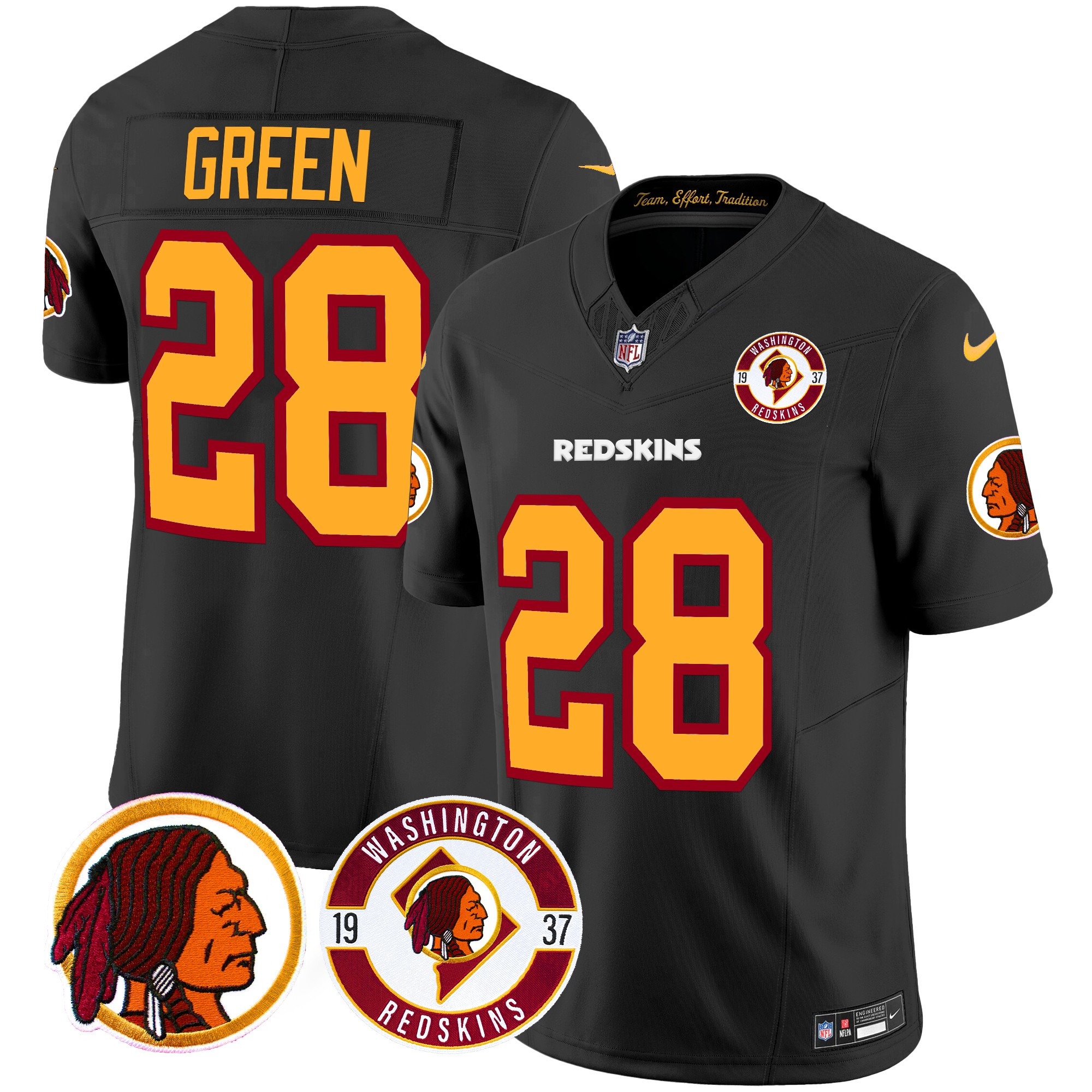 Darrell Green Men's Washington Redskins 2024 Vapor Limited Black Jersey - All Stitched