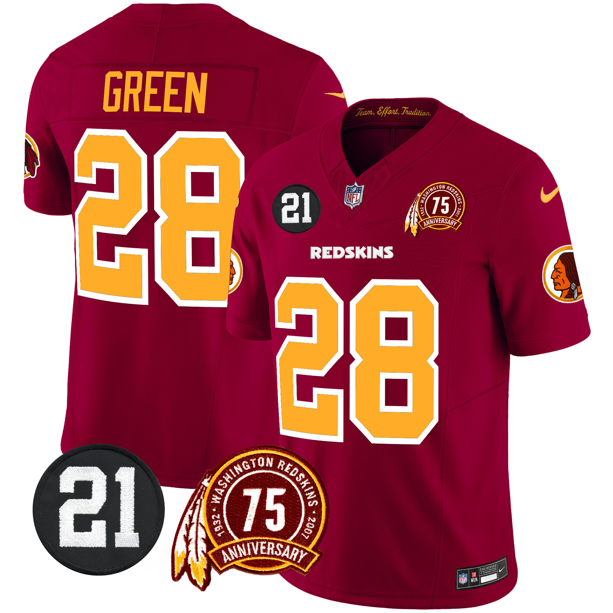 Darrell Green Men's Washington Redskins 75th & Sean Taylor Patch Vapor Limited Burgundy Jersey - All Stitched