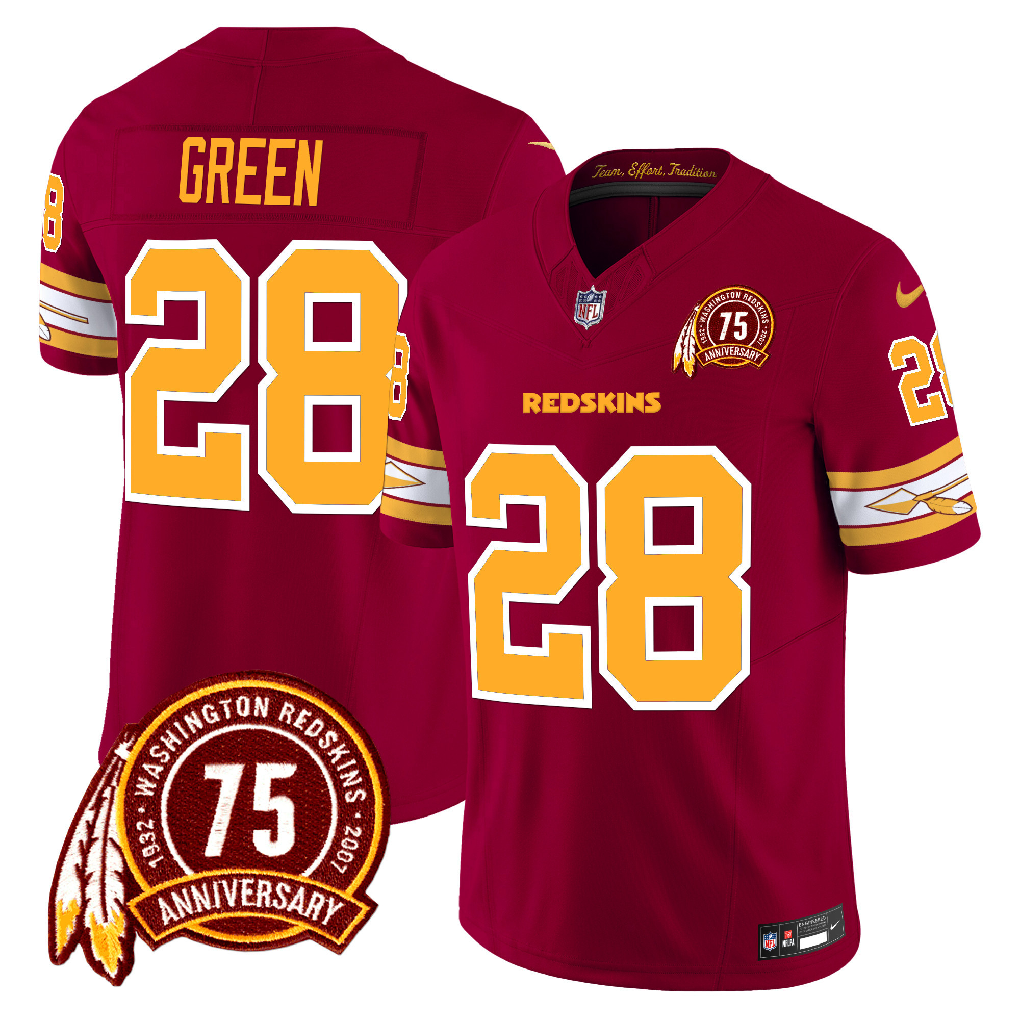 Darrell Green Men's Washington Redskins 75th Patch Vapor Limited Burgundy Jersey - All Stitched