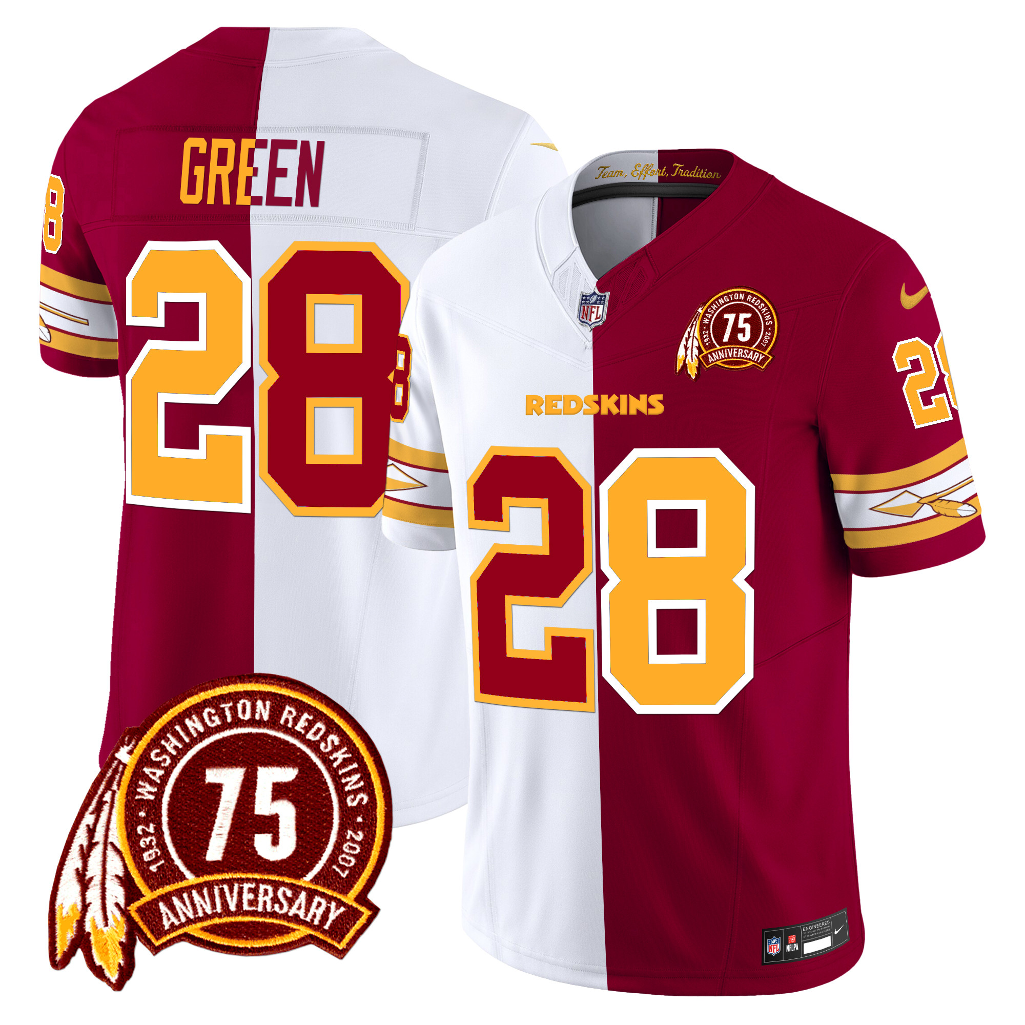 Darrell Green Men's Washington Redskins 75th Patch Vapor Limited Half Jersey - All Stitched