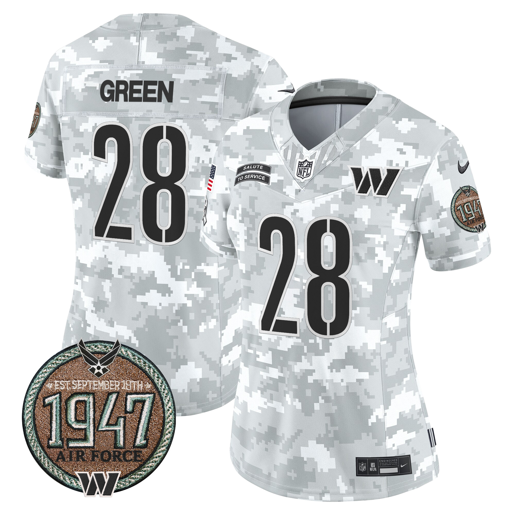 Darrell Green Women's Washington Commanders 2024 Salute to Service Establishment Year Patch Vapor Limited Air Force Jersey - All Stitched