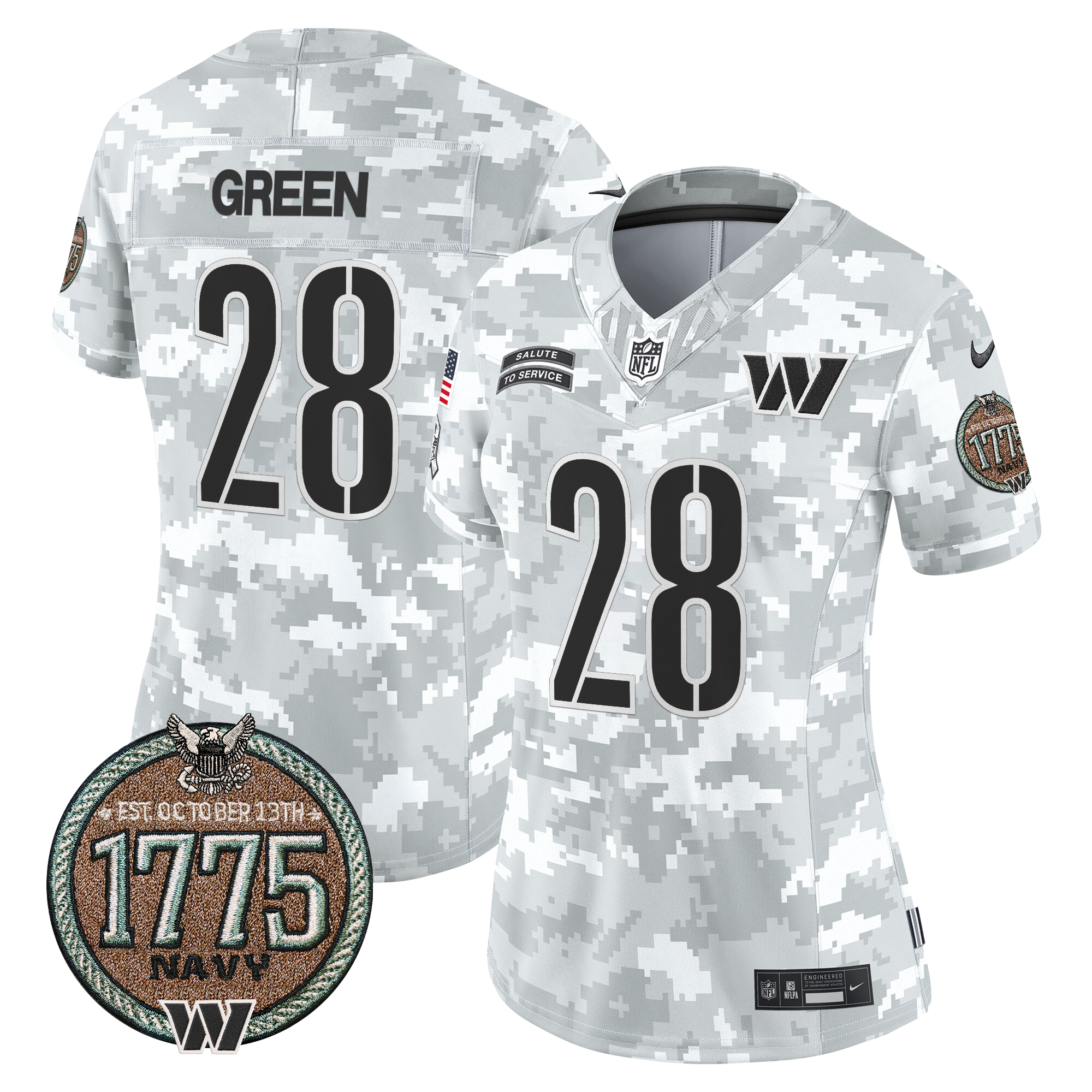 Darrell Green Women's Washington Commanders 2024 Salute to Service Establishment Year Patch Vapor Limited Navy Jersey - All Stitched