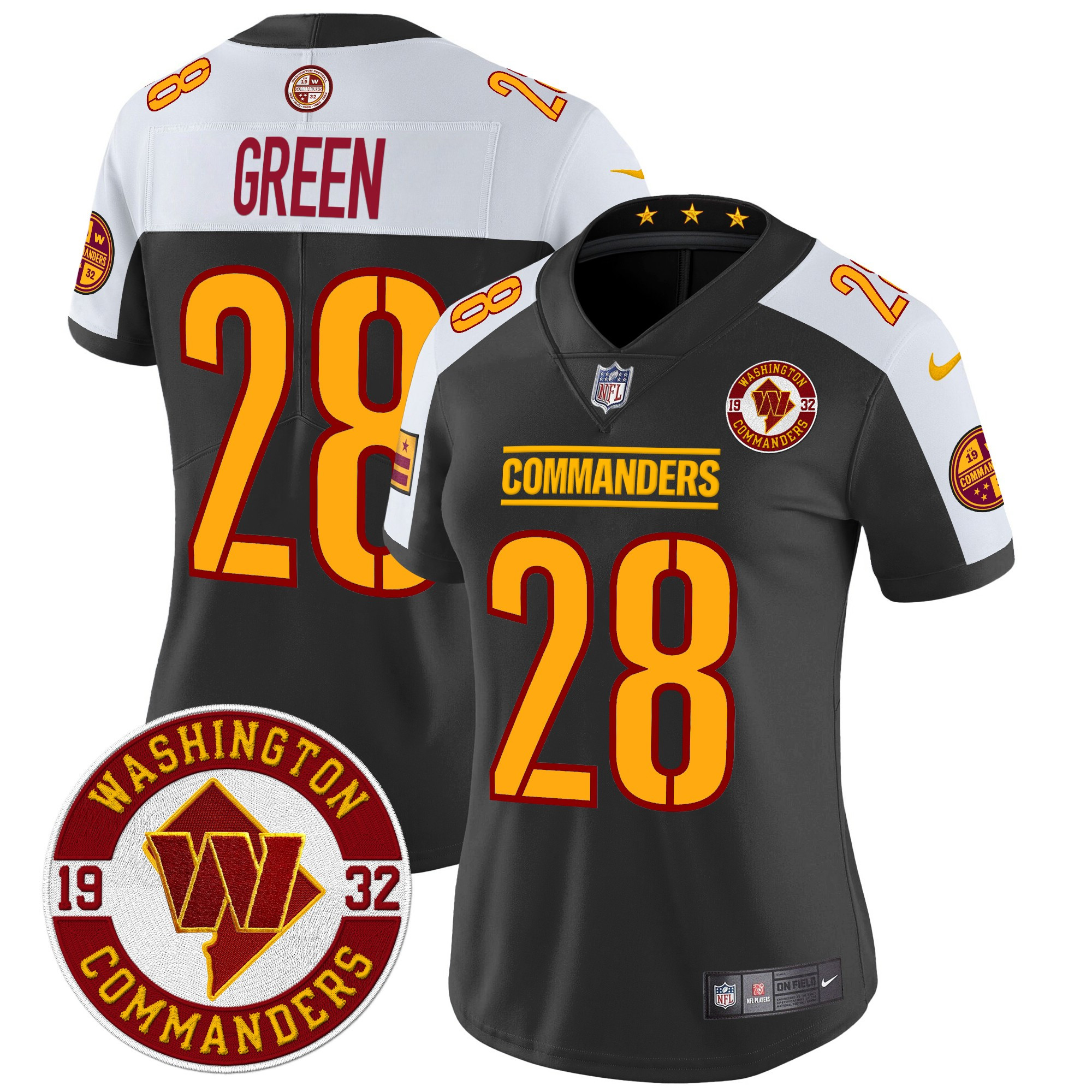 Darrell Green Women's Washington Commanders 2024 Vapor Limited Black Alternate Jersey - All Stitched