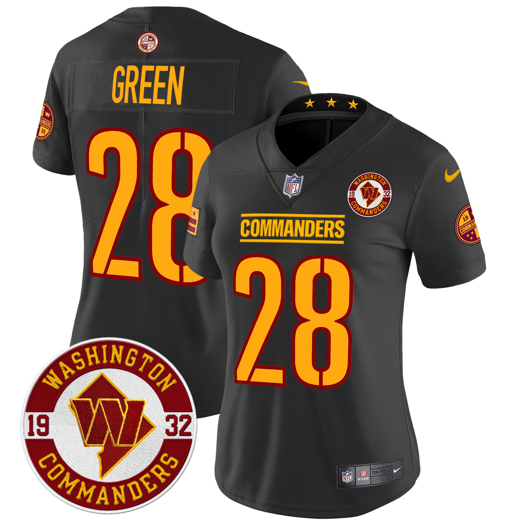 Darrell Green Women's Washington Commanders 2024 Vapor Limited Black Jersey - All Stitched