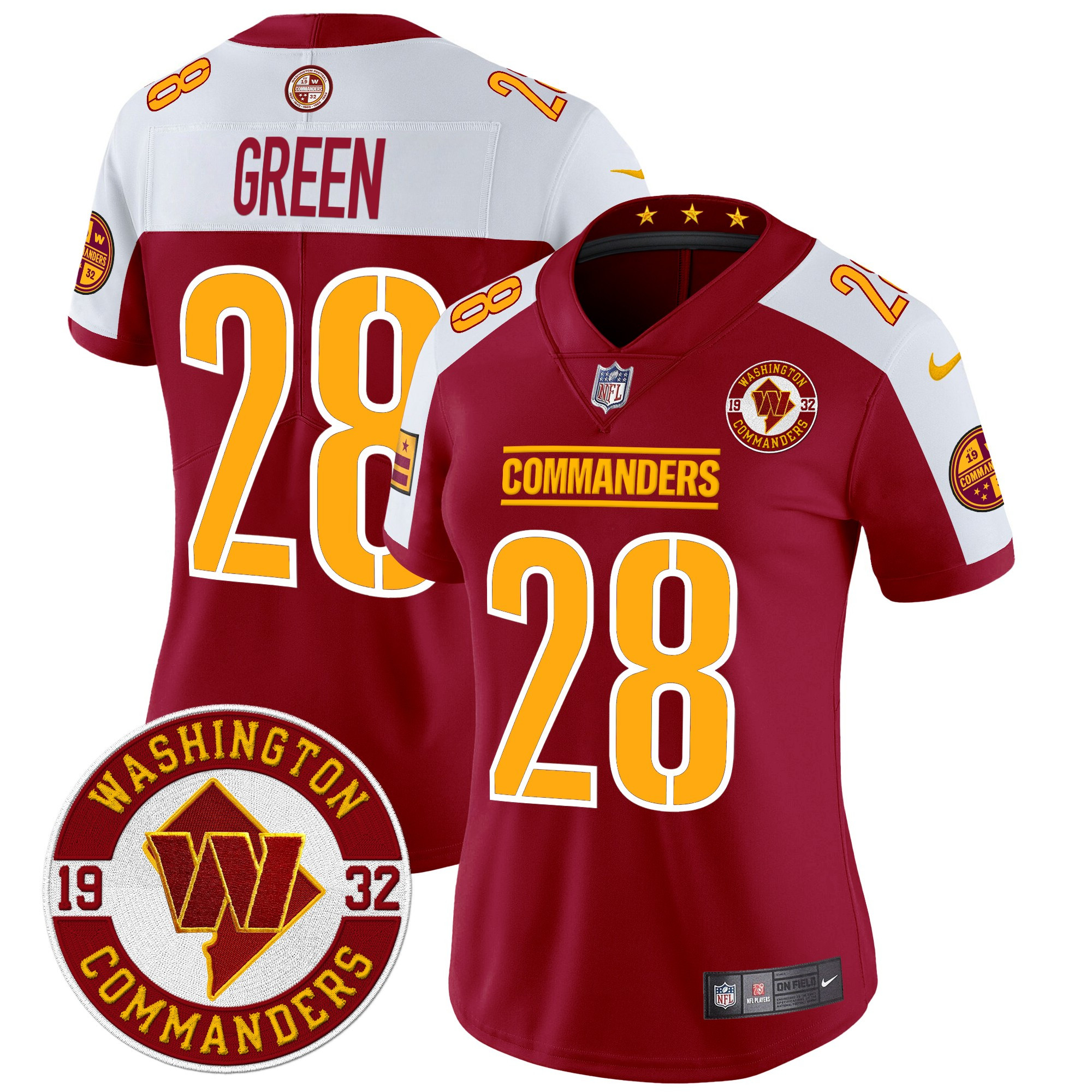 Darrell Green Women's Washington Commanders 2024 Vapor Limited Burgundy Alternate Jersey - All Stitched