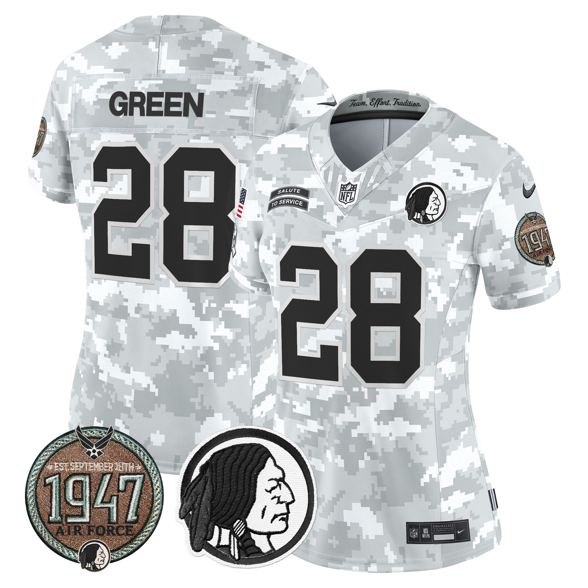 Darrell Green Women's Washington Redskins 2024 Salute to Service Establishment Year Patch Vapor Limited Air Force Jersey - All Stitched
