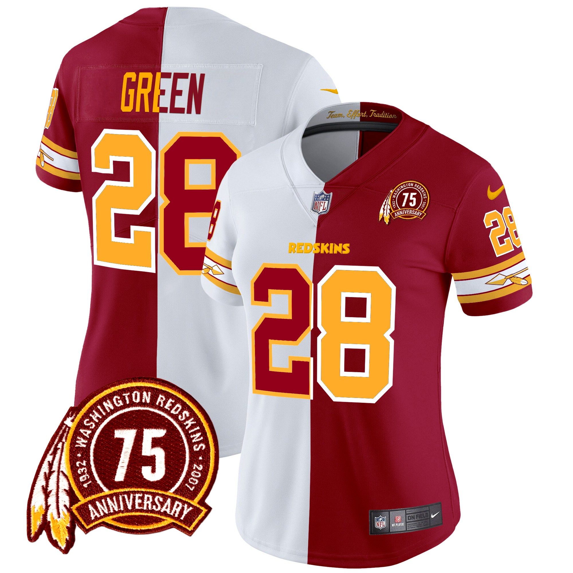 Darrell Green Women's Washington Redskins 75th Patch Vapor Limited Half Jersey - All Stitched