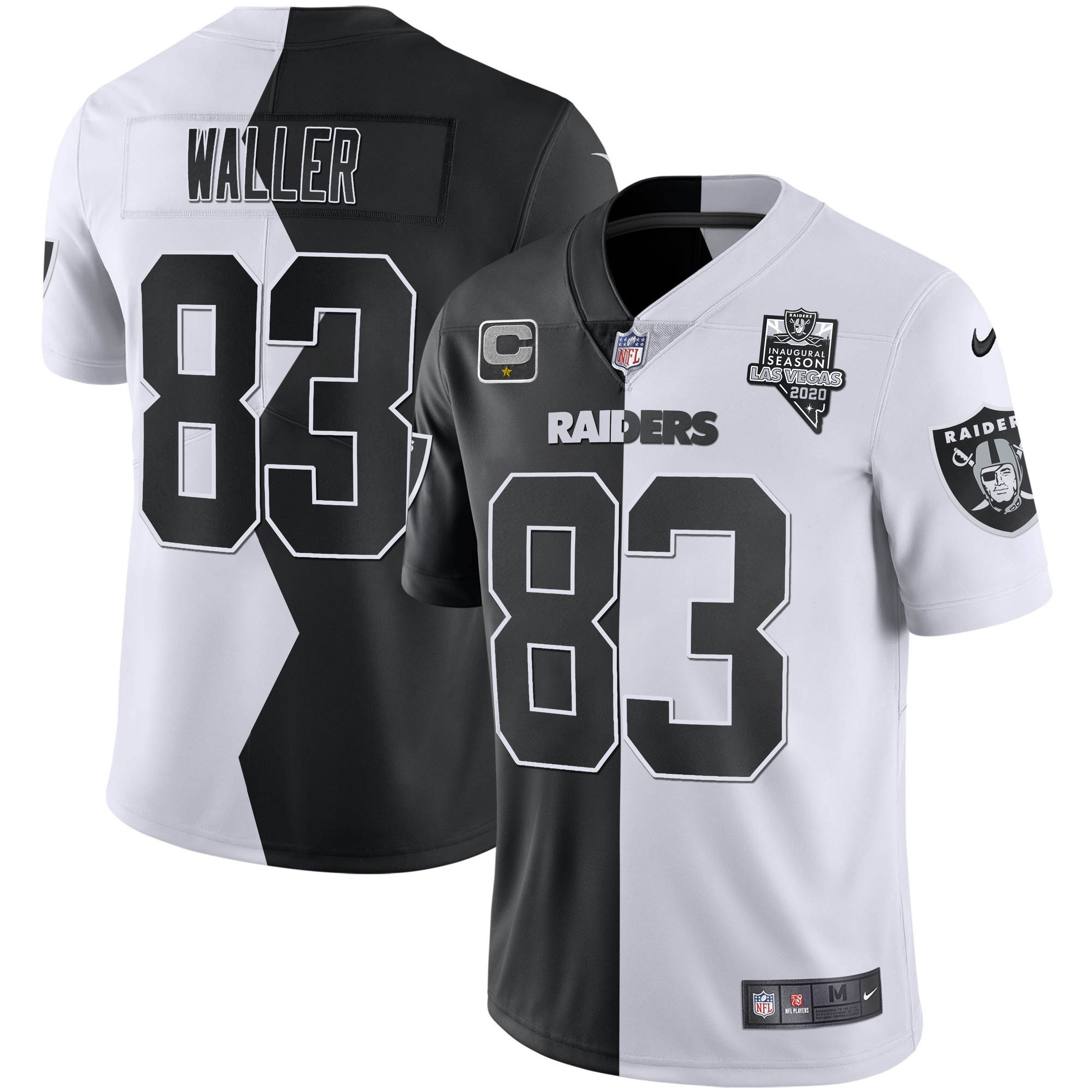 Darren Waller Men's Las Vegas Raiders Inaugural Season Patch Zigzag Split - All Stitched Zigzag Split Jersey - All Stitched