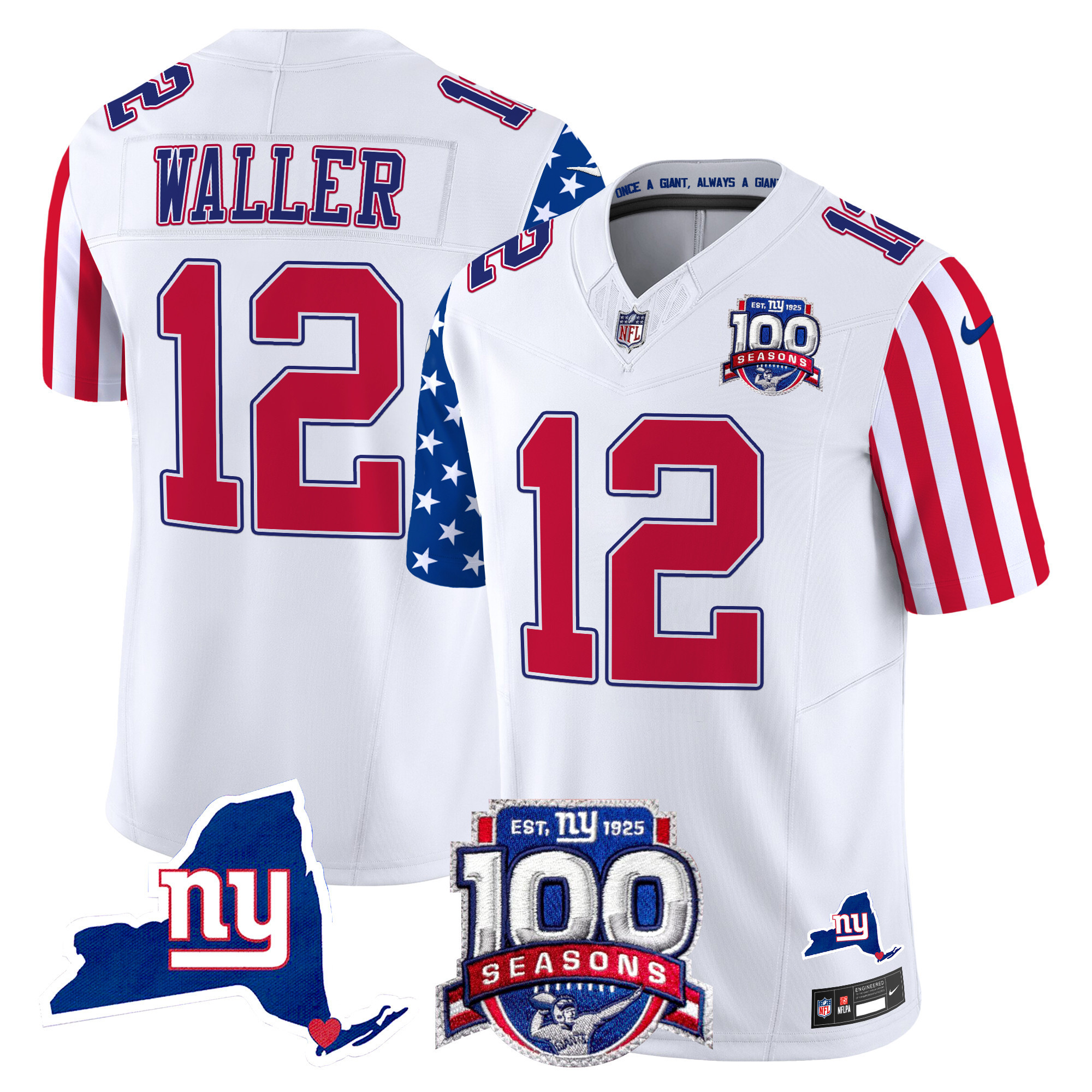 Darren Waller Men's New York Giants American Style Vapor Limited White Jersey - All Stitched