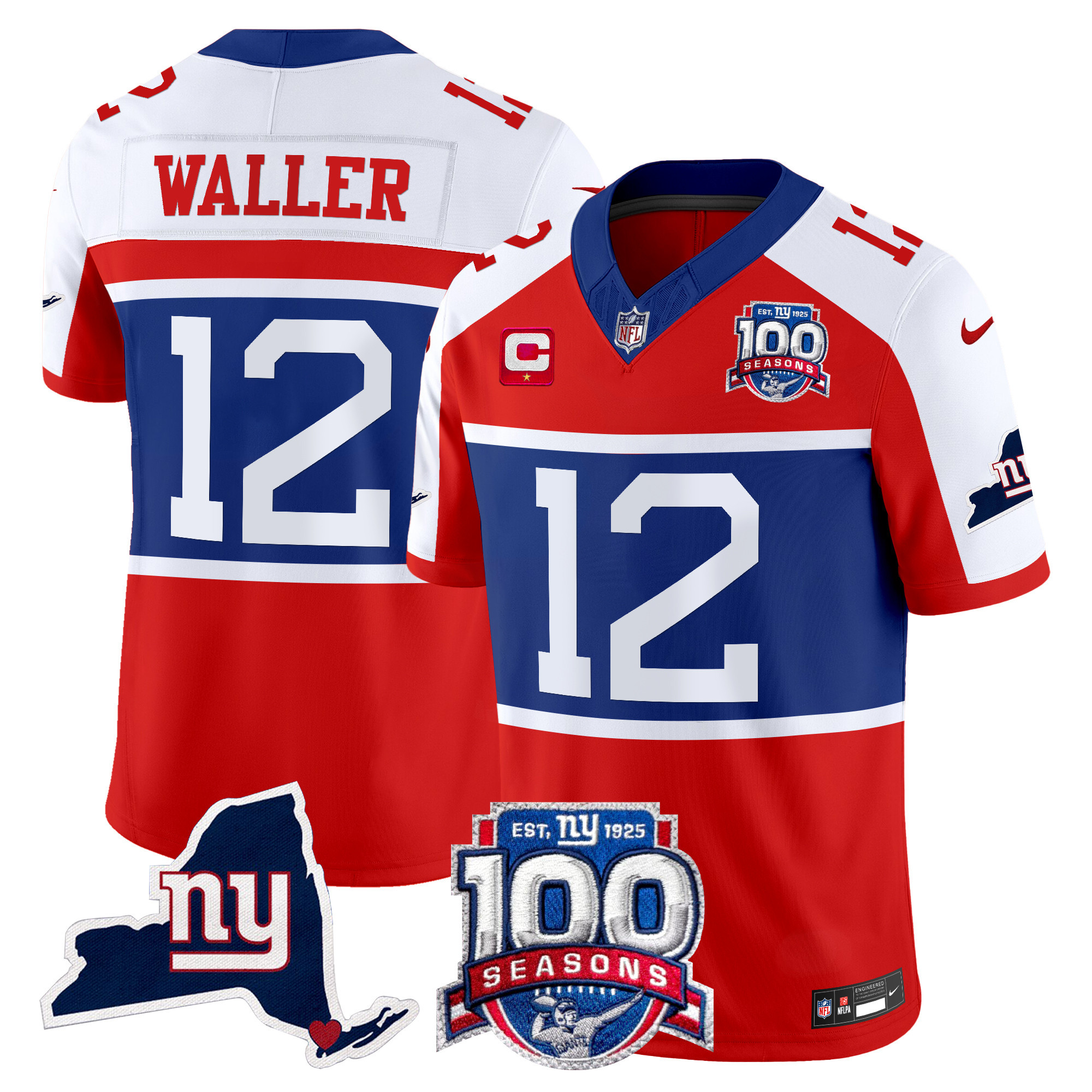 Darren Waller Men's New York Giants 'Century Red' 100th Commemorative Vapor Red Alternate Jersey - All Stitched