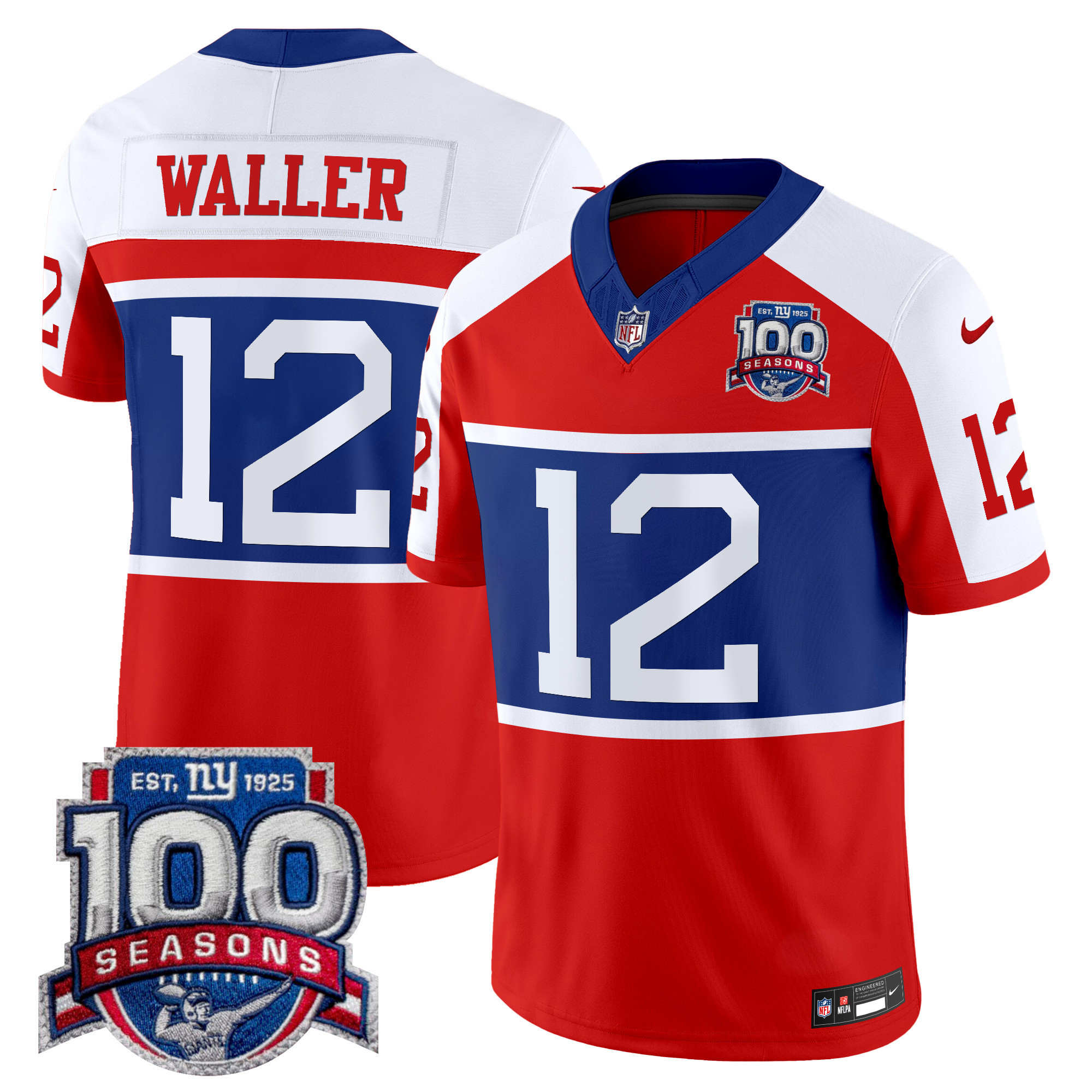 Darren Waller Men's New York Giants 'Century Red' 100th Season Commemorative Vapor Red Alternate Jersey - All Stitched