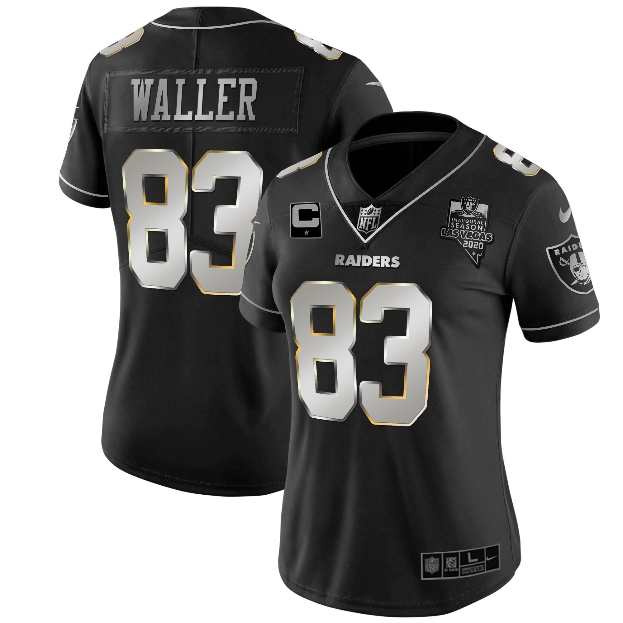 Darren Waller Women's Las Vegas Raiders Vapor Gold Silver Limited Jersey - All Stitched