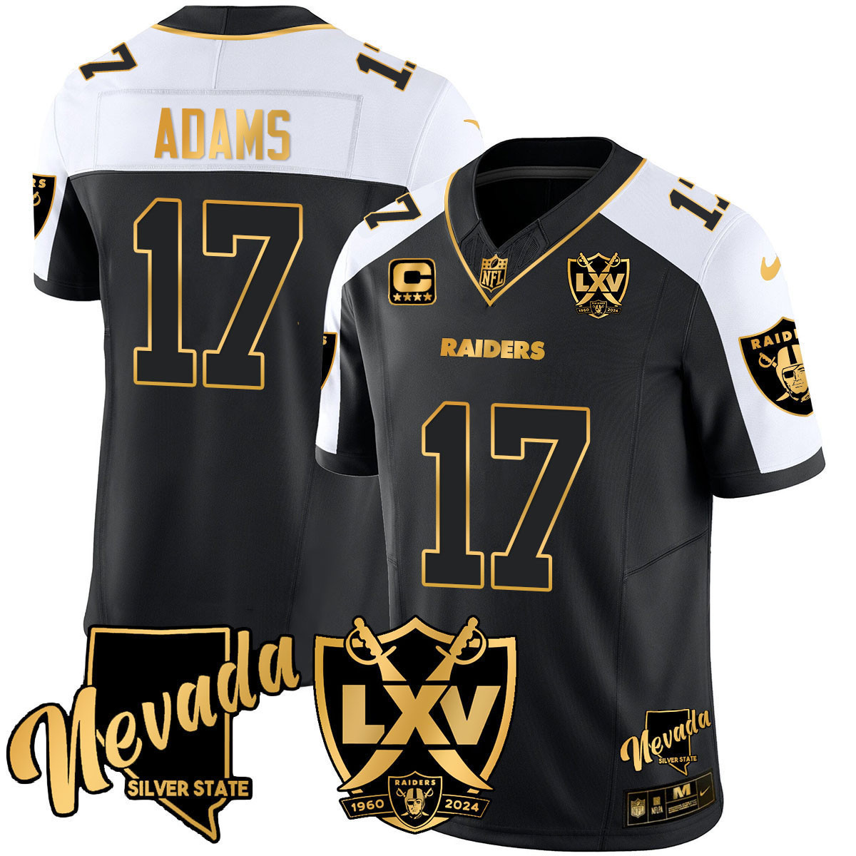 Davante Adams Men's Las Vegas Raiders 2024 Gold Vapor Limited Black Alternate Jersey - All Stitched