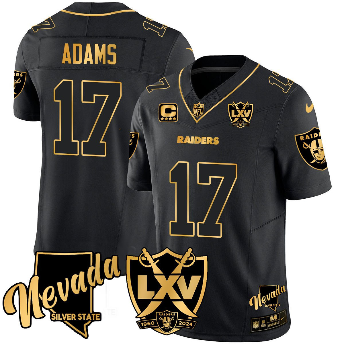 Davante Adams Men's Las Vegas Raiders 2024 Gold Vapor Limited Black Gold Jersey - All Stitched