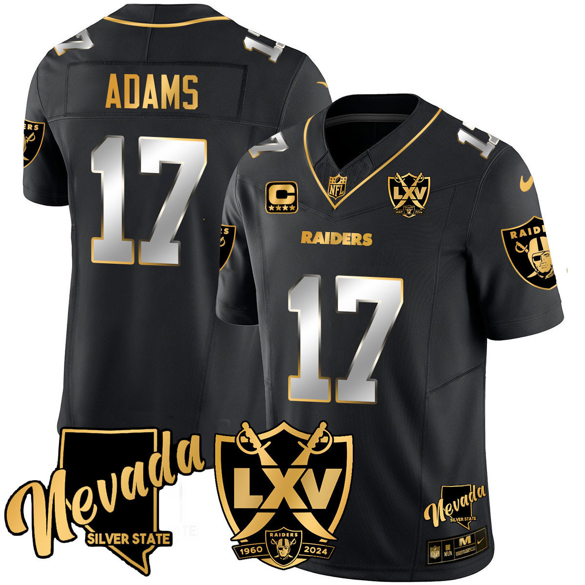 Davante Adams Men's Las Vegas Raiders 2024 Gold Vapor Limited Black Limited Jersey - All Stitched
