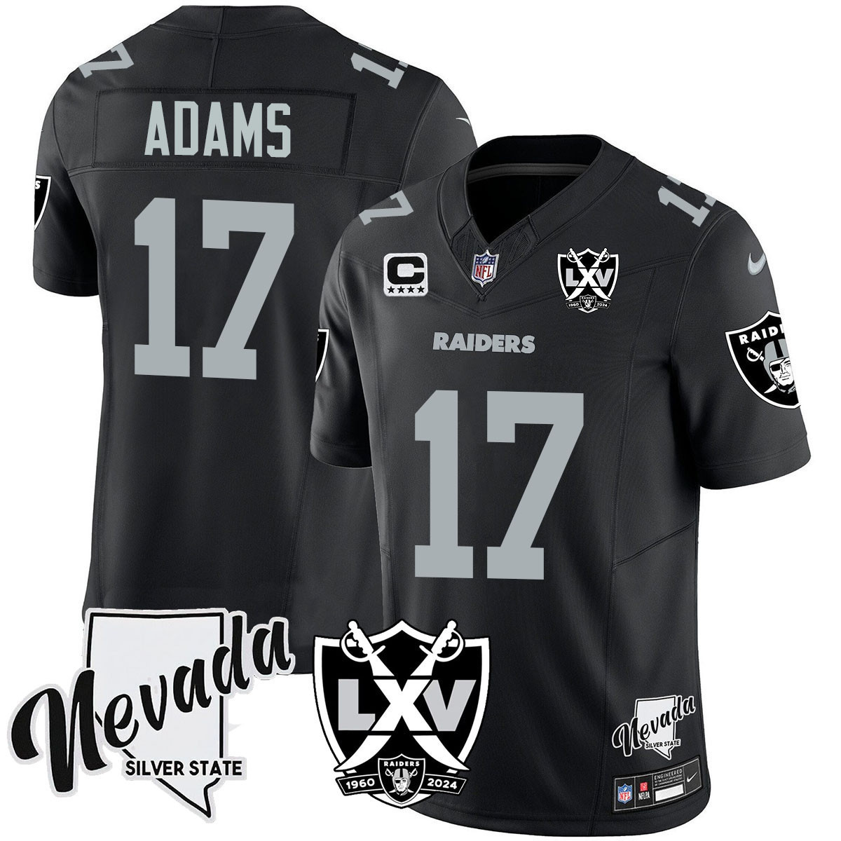 Davante Adams Men's Las Vegas Raiders 2024 Vapor Limited Black Jersey - All Stitched