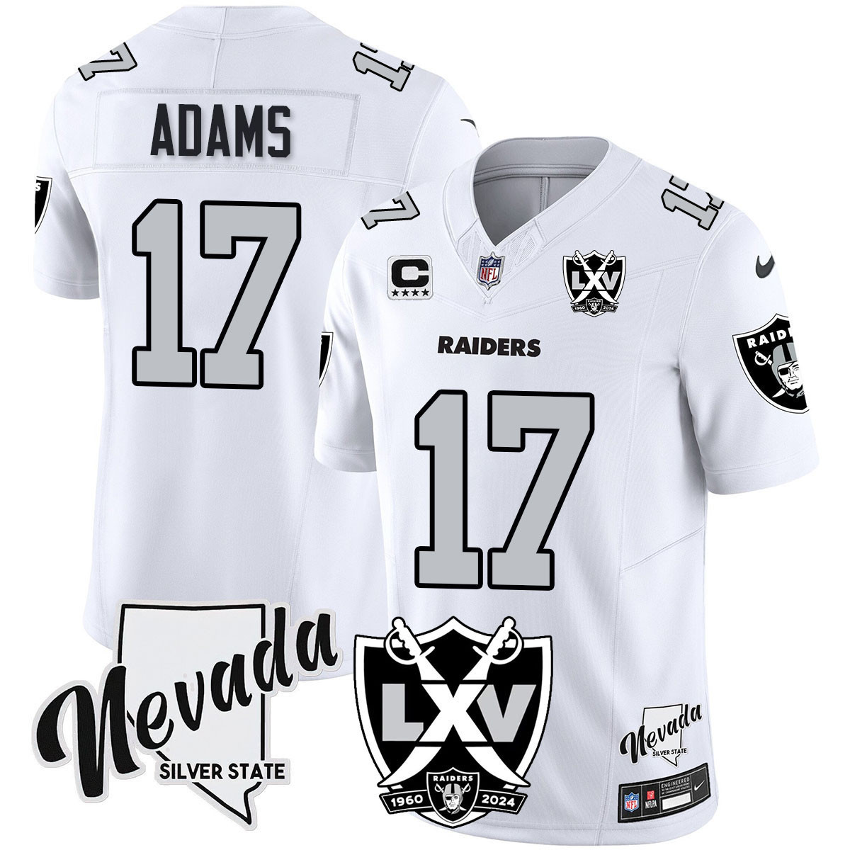 Davante Adams Men's Las Vegas Raiders 2024 Vapor Limited White Jersey - All Stitched
