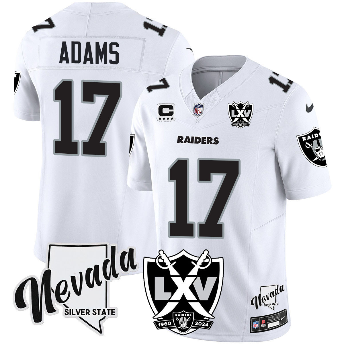 Davante Adams Men's Las Vegas Raiders 2024 Vapor Limited White Limited Jersey - All Stitched