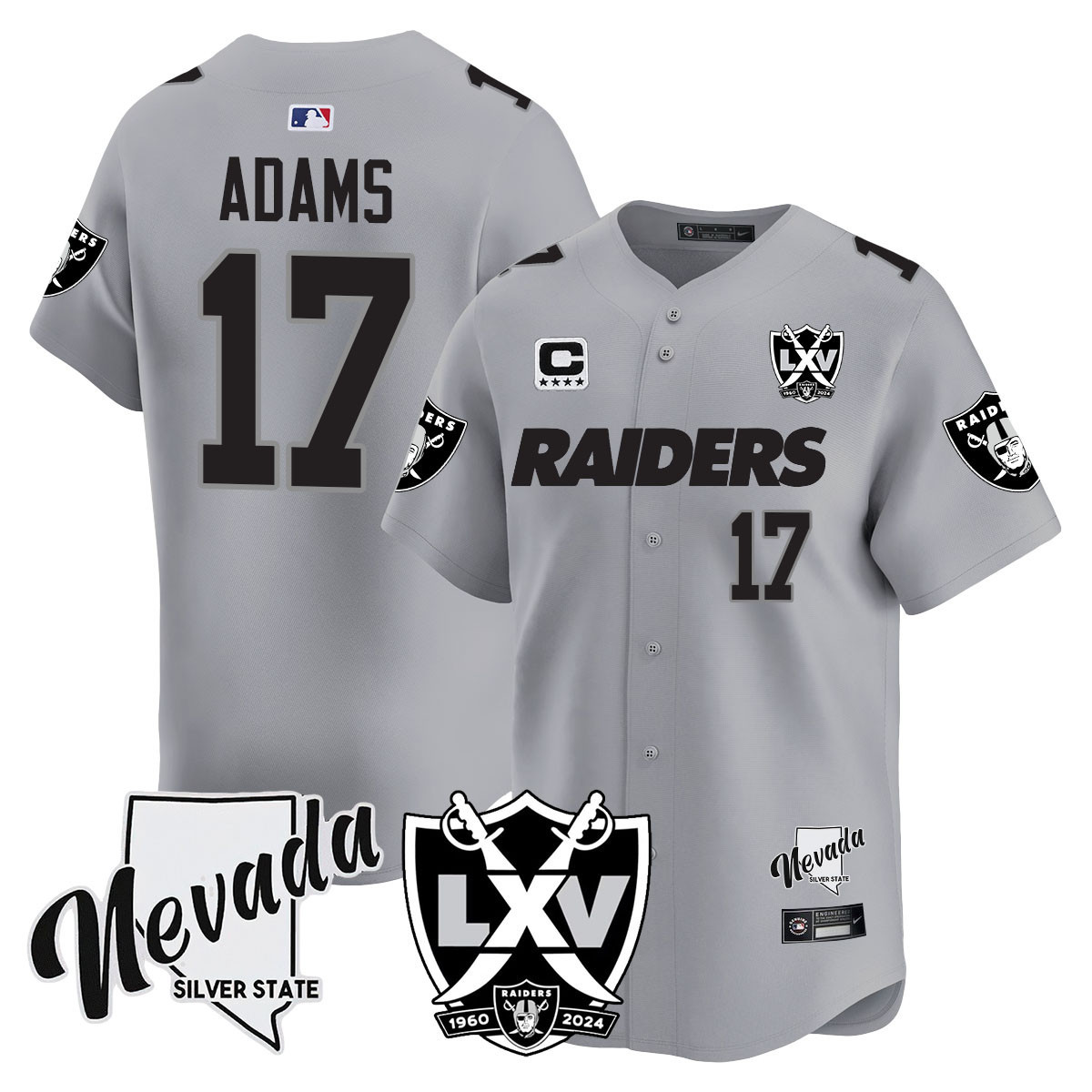Davante Adams Men's Las Vegas Raiders 2024 Vapor Premier Limited Silver Jersey - All Stitched