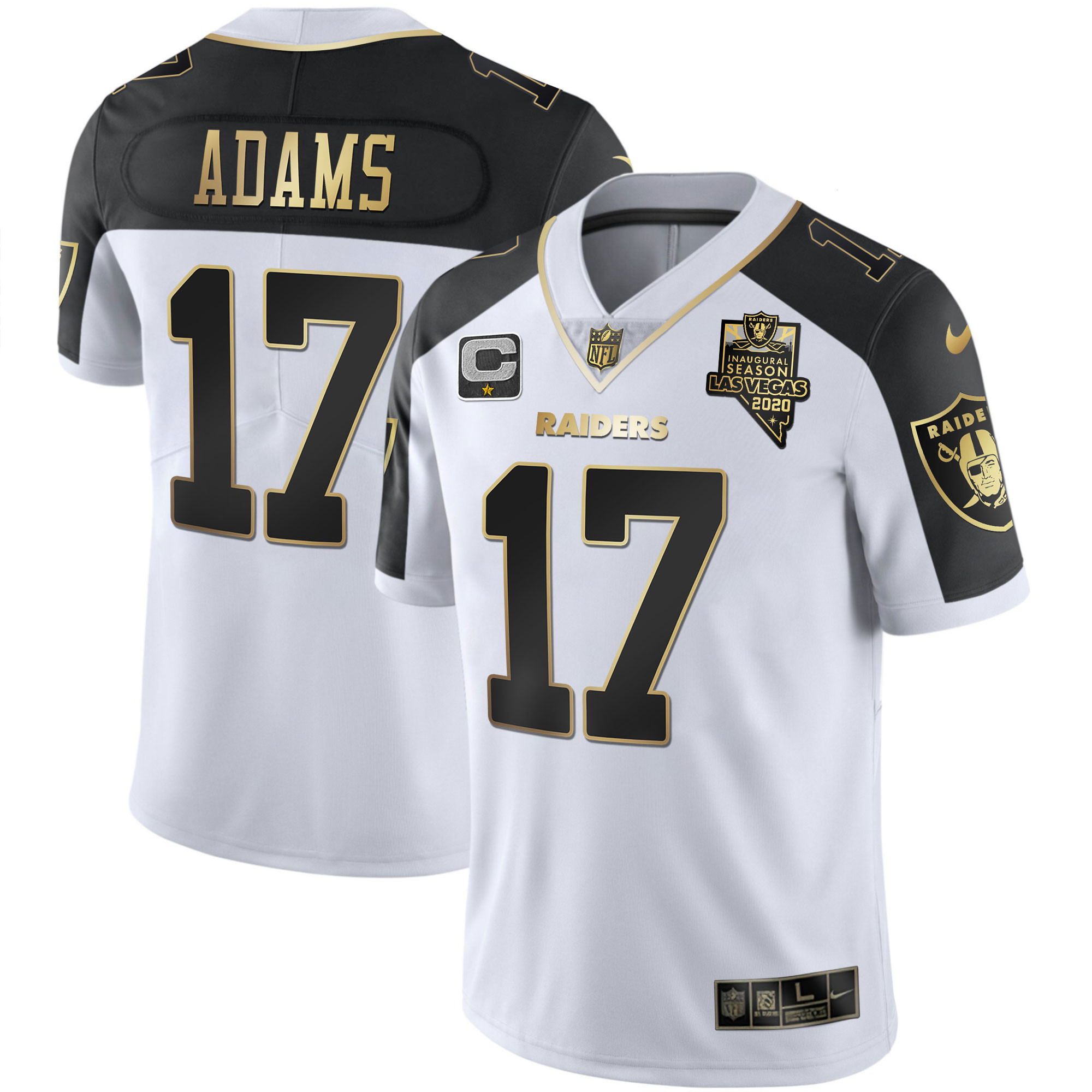 Davante Adams Men's Las Vegas Raiders Alternate Vapor Black Gold & Black Inverted Limited Inaugural Season Patch - All Stitched Black Inverted Jersey - All Stitched