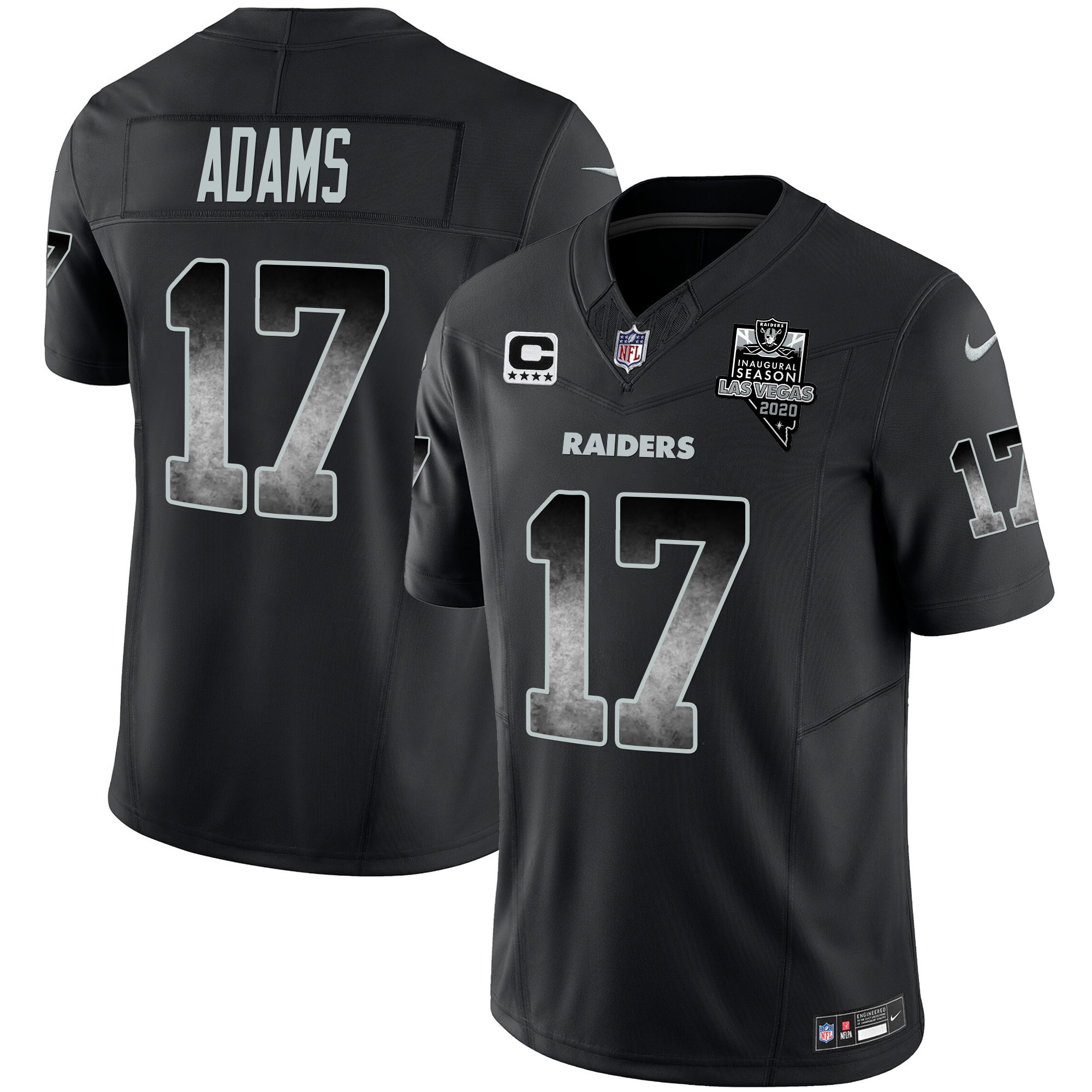 Davante Adams Men's Las Vegas Raiders Arch Smoke Vapor Black Jersey - All Stitched
