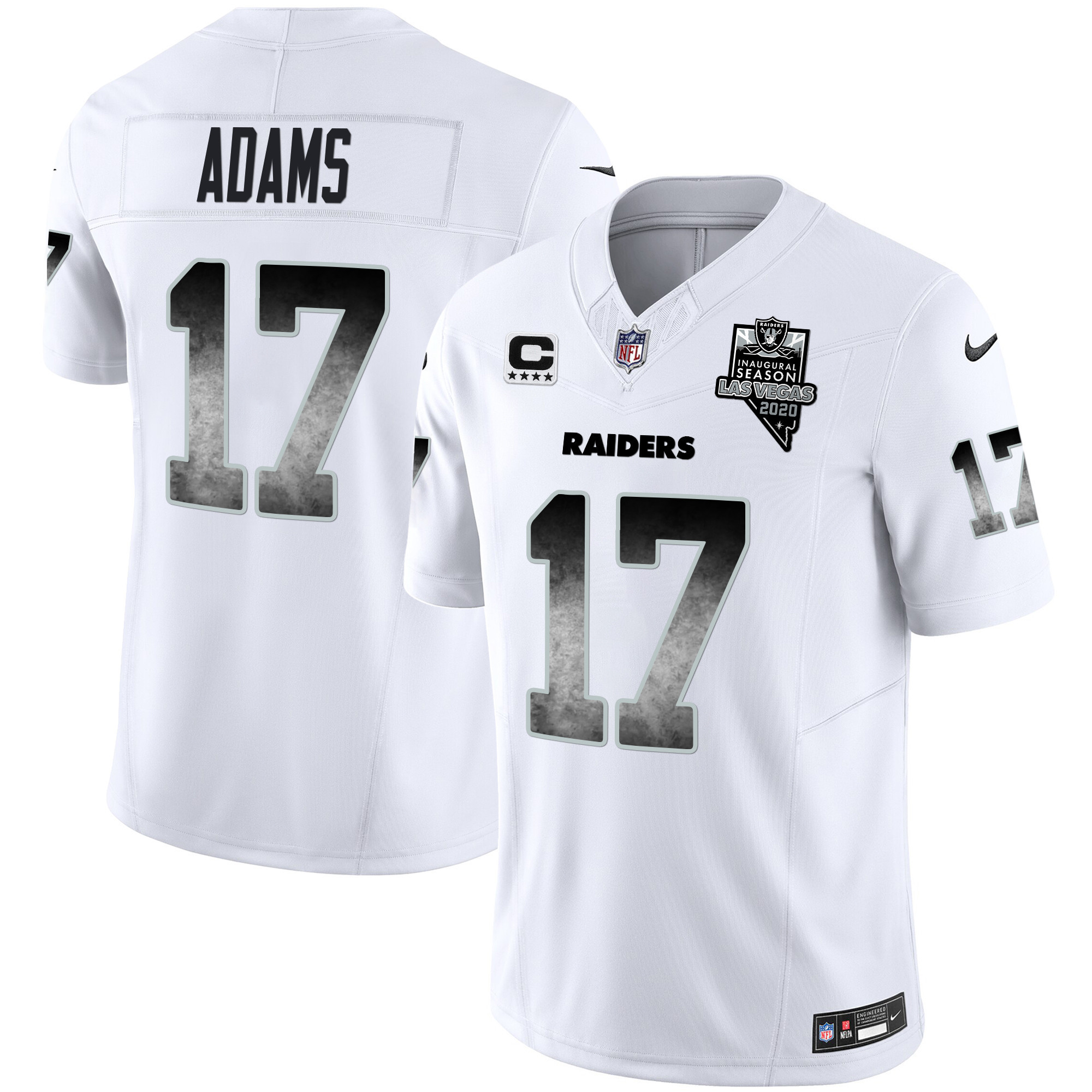 Davante Adams Men's Las Vegas Raiders Arch Smoke Vapor White Jersey - All Stitched