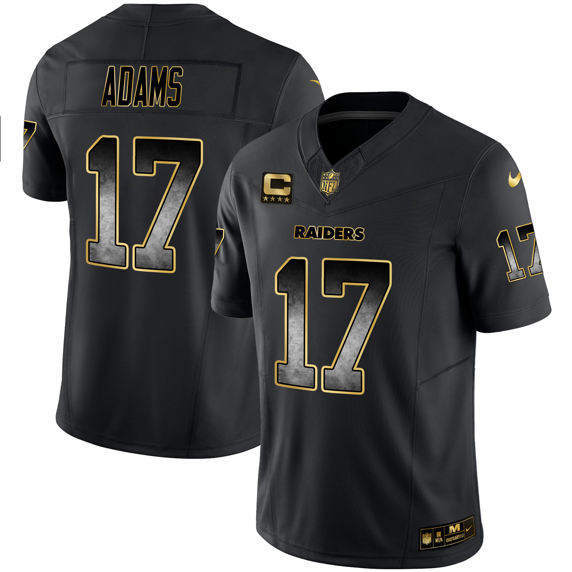 Davante Adams Men's Las Vegas Raiders Gold Arch Smoke Vapor Black Gold Jersey - All Stitched