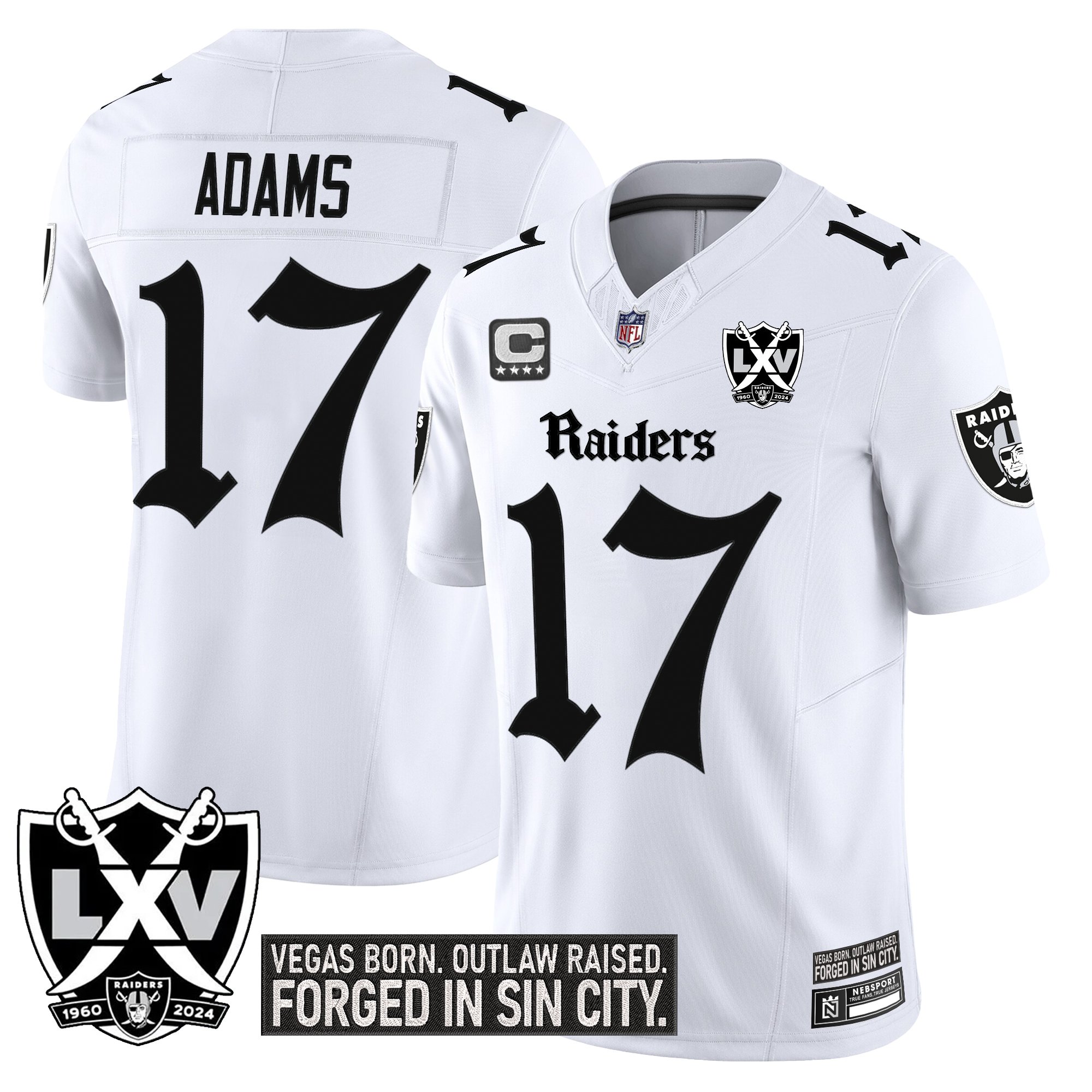 Davante Adams Men's Las Vegas Raiders 'Gothic Sin City Shadows Edition' Vapor Limited White Jersey - All Stitched