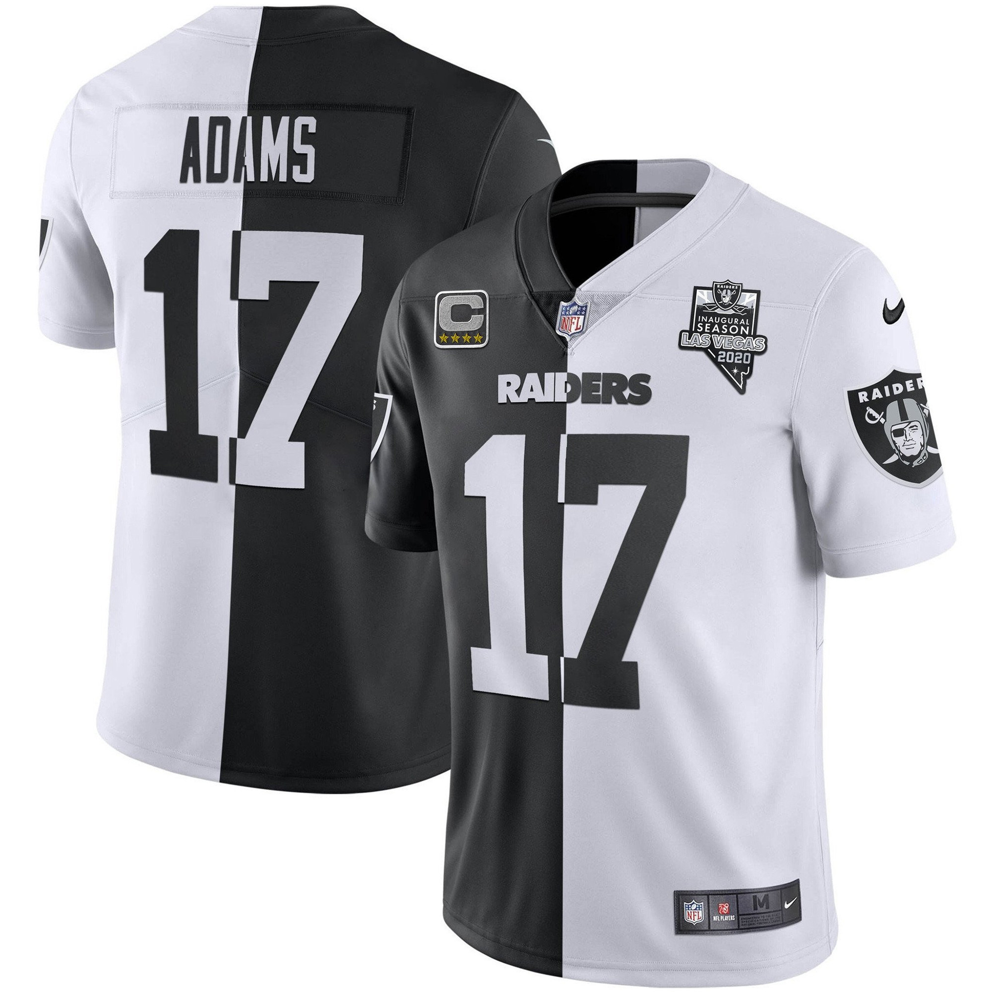 Davante Adams Men's Las Vegas Raiders Inaugural Season Patch Gold & Split - All Stitched Split Jersey - All Stitched