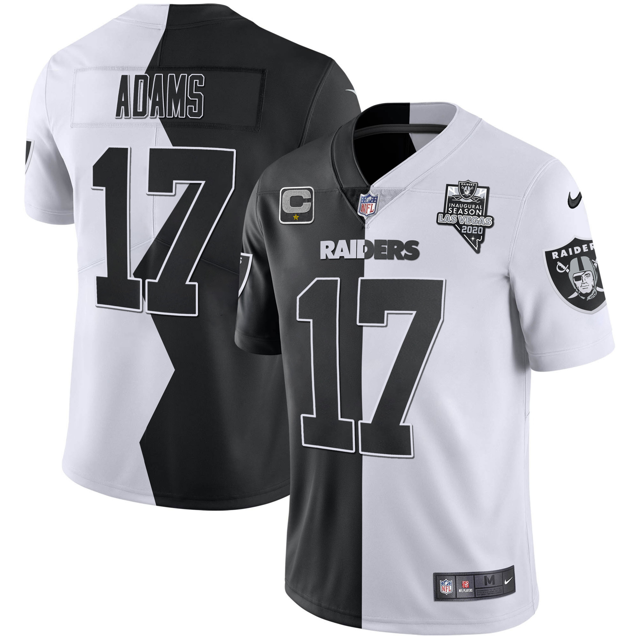 Davante Adams Men's Las Vegas Raiders Inaugural Season Patch Zigzag Split - All Stitched Zigzag Split Jersey - All Stitched
