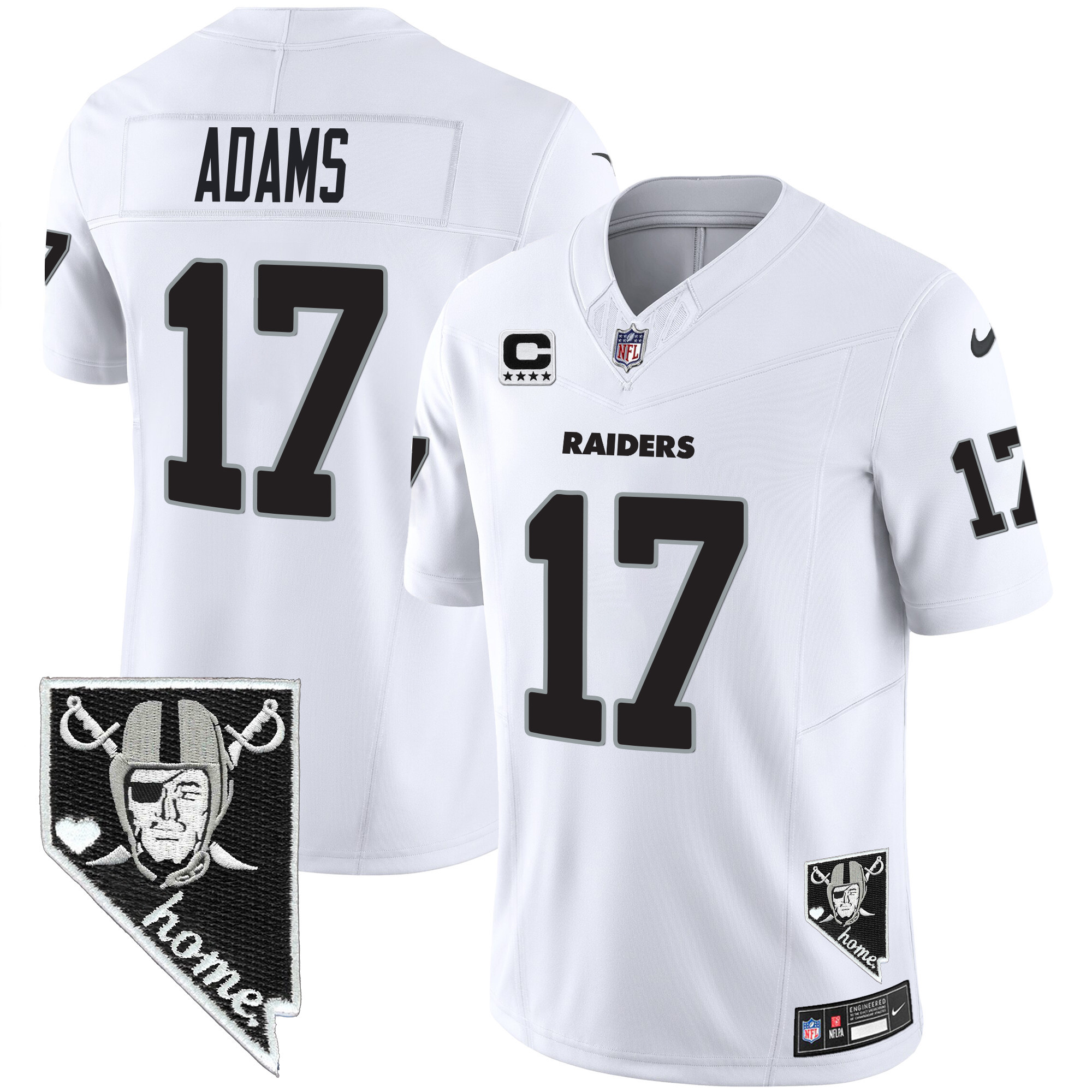 Davante Adams Men's Las Vegas Raiders Nevada Home Patch Vapor White Jersey - All Stitched