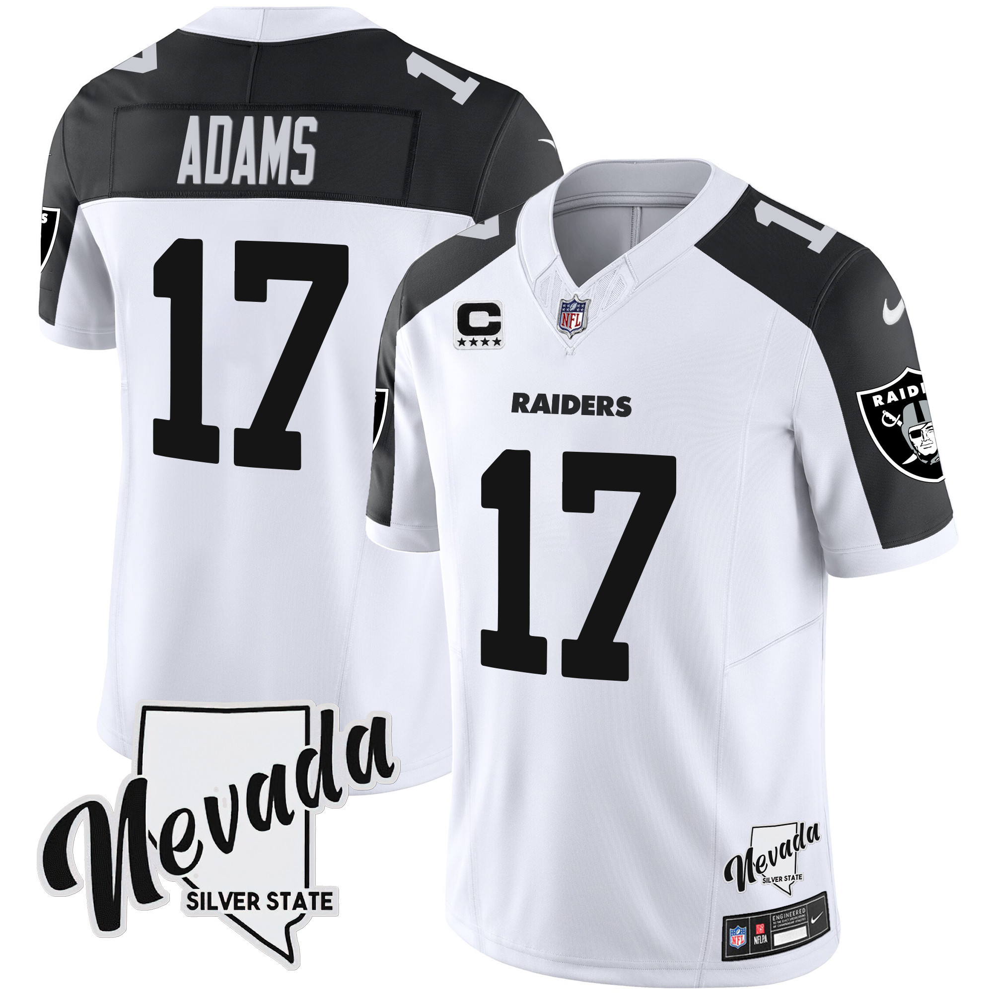 Davante Adams Men's Las Vegas Raiders Nevada Silver State Patch Vapor Inverted Jersey - All Stitched
