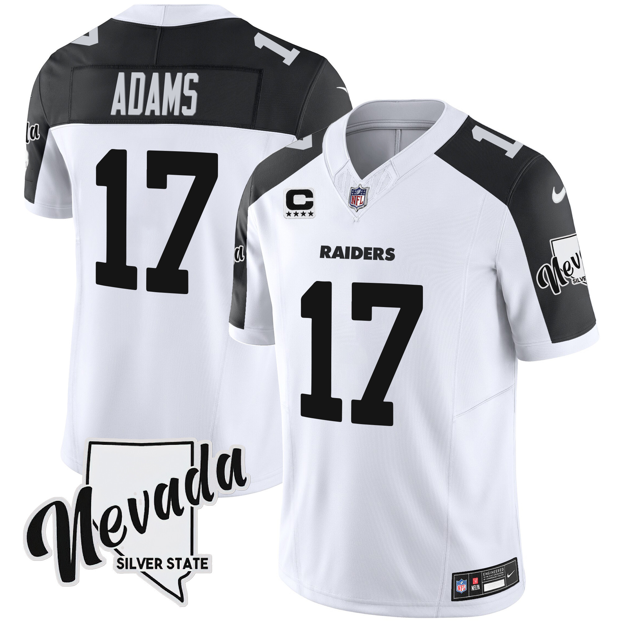 Davante Adams Men's Las Vegas Raiders Nevada Silver State Patch Vapor Inverted Jersey - All Stitched