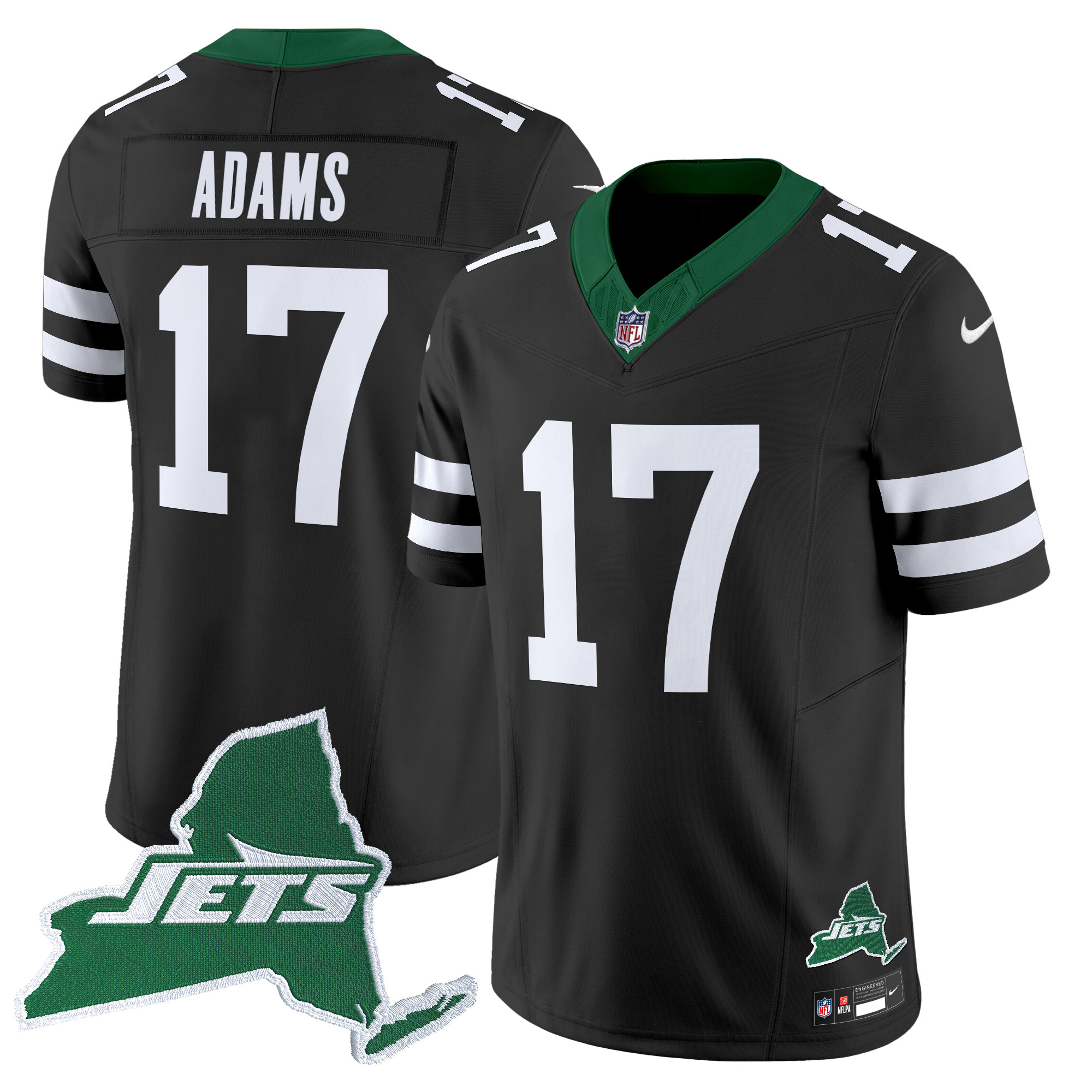 Davante Adams Men's New York Jets Home Patch Vapor Legacy Limited Black Jersey - All Stitched