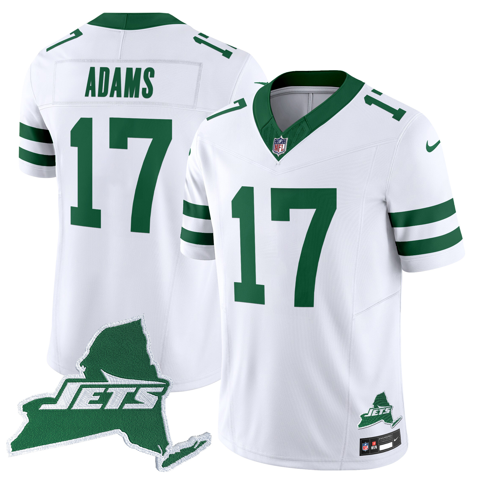 Davante Adams Men's New York Jets Home Patch Vapor Legacy Limited White Jersey - All Stitched