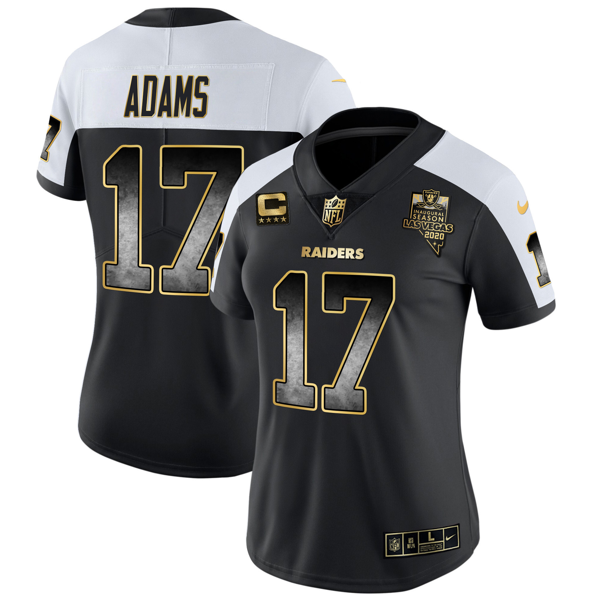 Davante Adams Women's Las Vegas Raiders Gold Arch Smoke Vapor Alternate Jersey - All Stitched