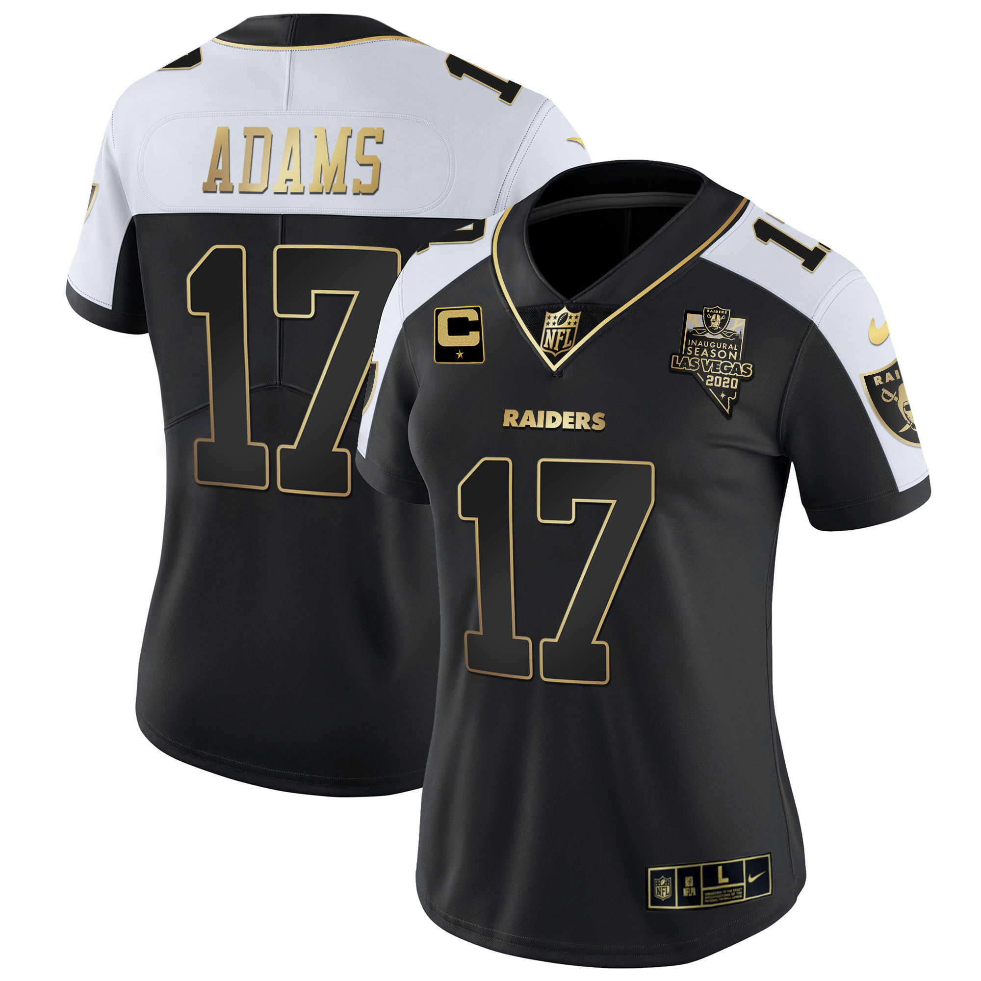 Davante Adams Women's Las Vegas Raiders Inaugural Season Patch Gold & Split - All Stitched Alternate Jersey - All Stitched