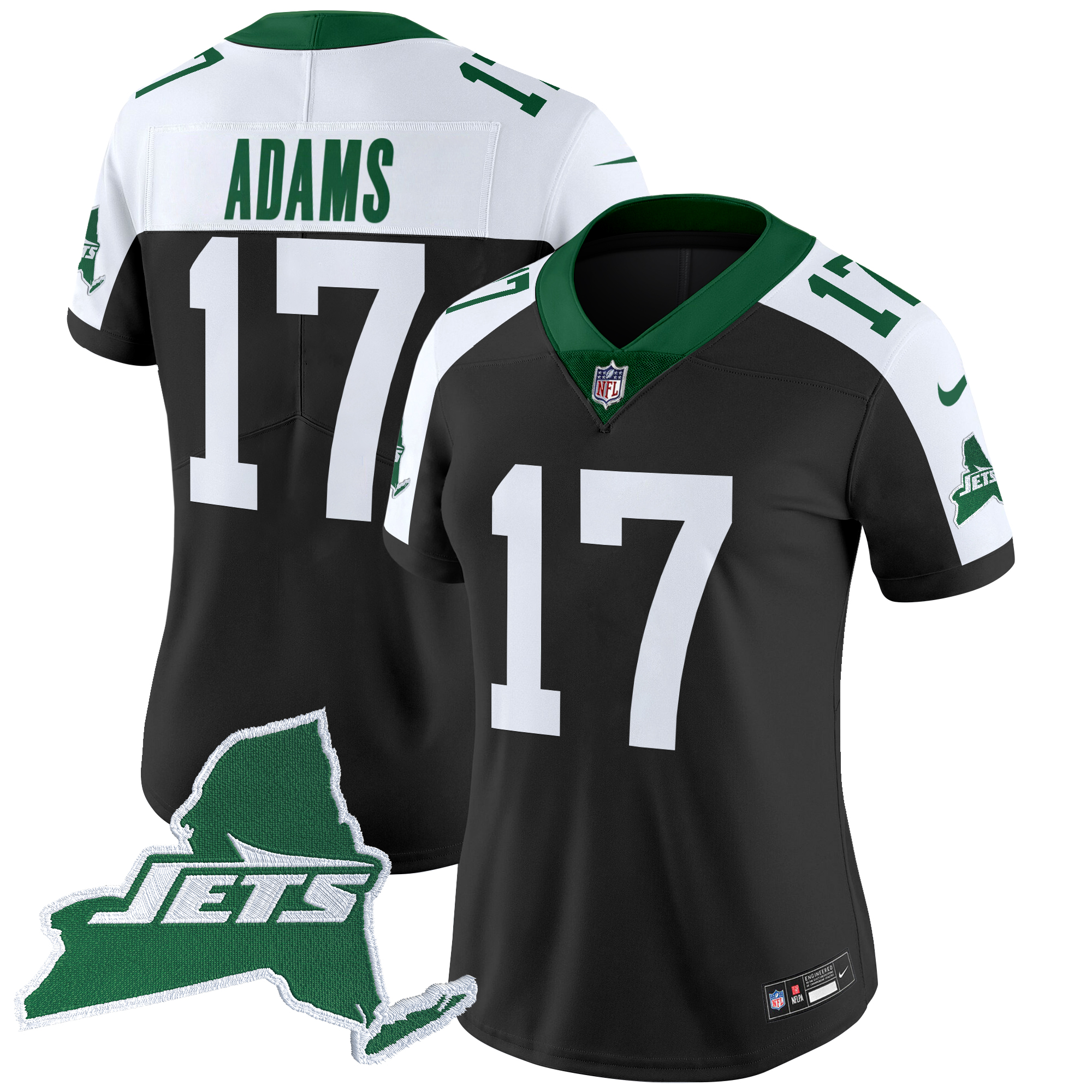 Davante Adams Women's New York Jets Home Patch Vapor Legacy Limited Black Alternate Jersey - All Stitched