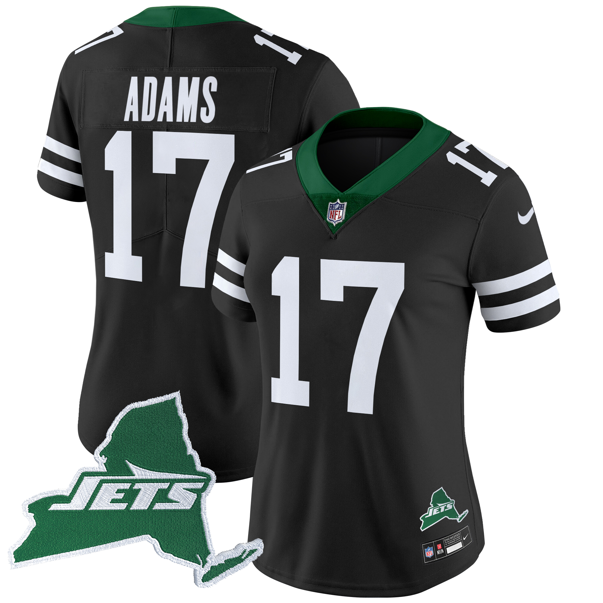 Davante Adams Women's New York Jets Home Patch Vapor Legacy Limited Black Jersey - All Stitched