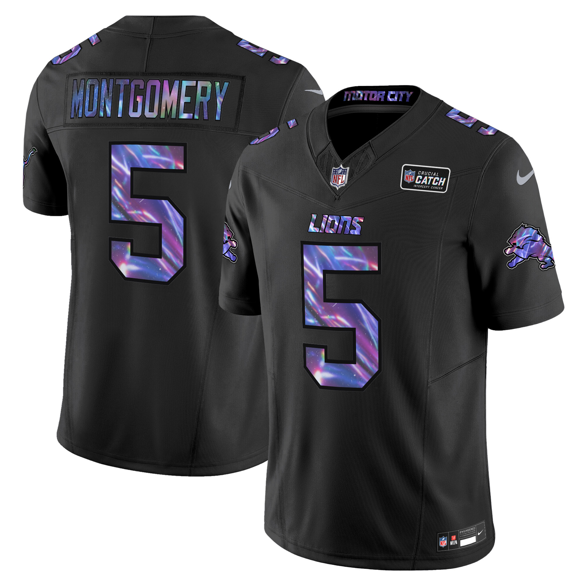 David Montgomery Men's Detroit Lions 2024 Crucial Catch Vapor Limited Black Jersey - All Stitched
