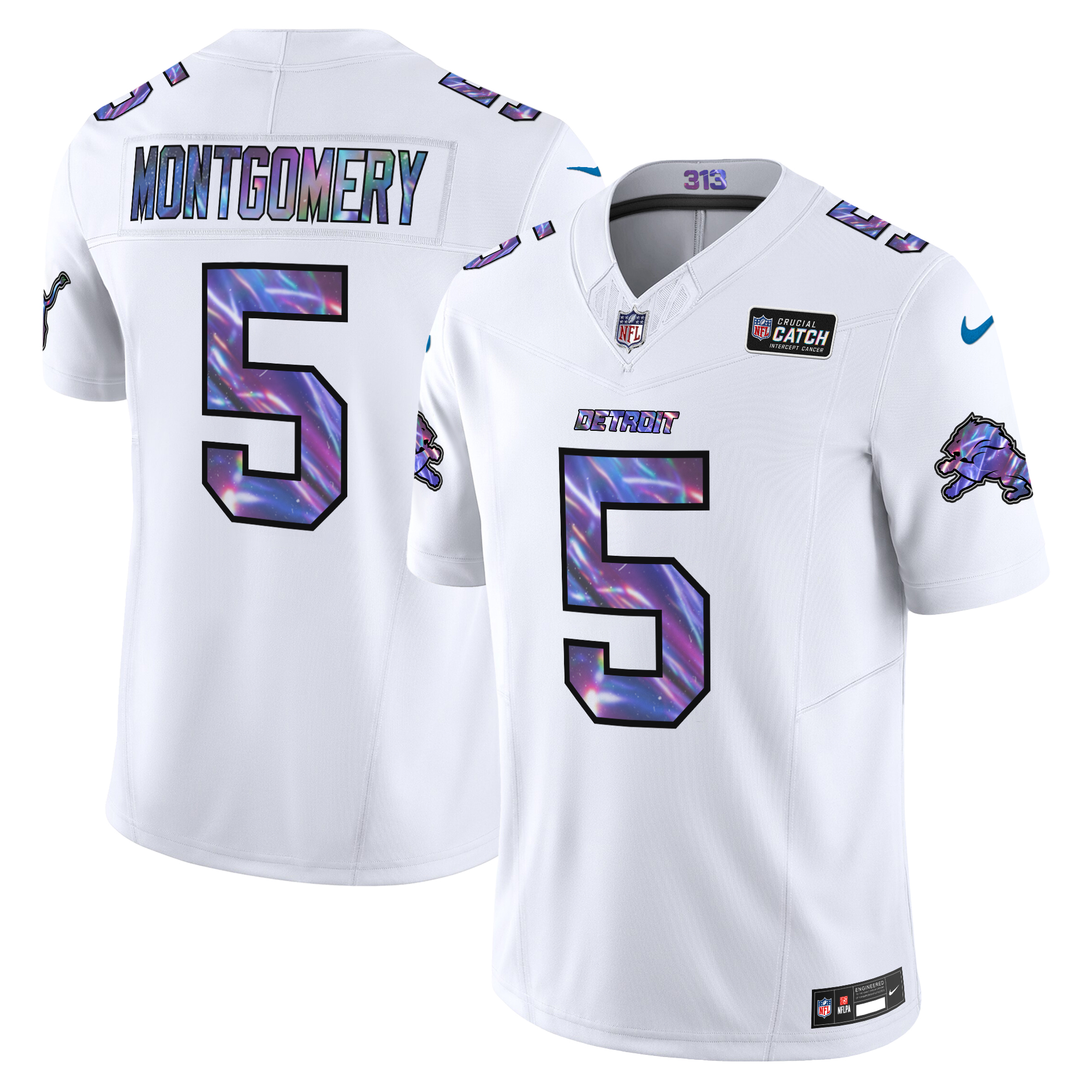 David Montgomery Men's Detroit Lions 2024 Crucial Catch Vapor Limited White Jersey - All Stitched